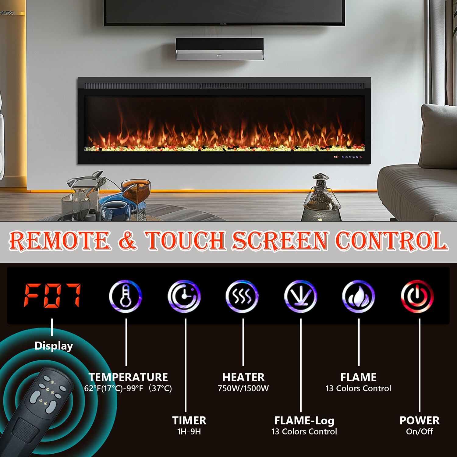 Mondawe MO-0501BI72R Electric-Fireplaces - View #4
