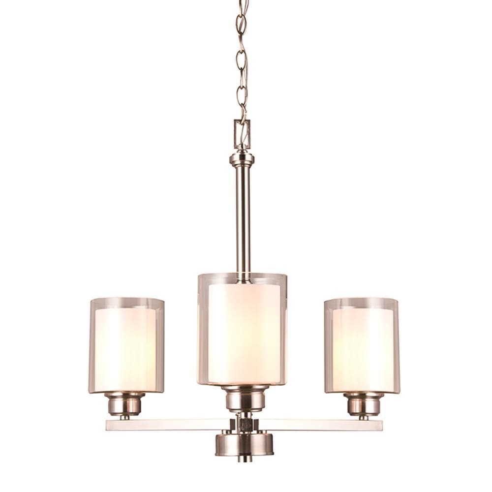 Design House 567206 Oslo 3 -Light Brushed Nickel Traditional For Use in Bedrooms, Dining Rooms, Foyers, Kitchens, Living Rooms Chandelier