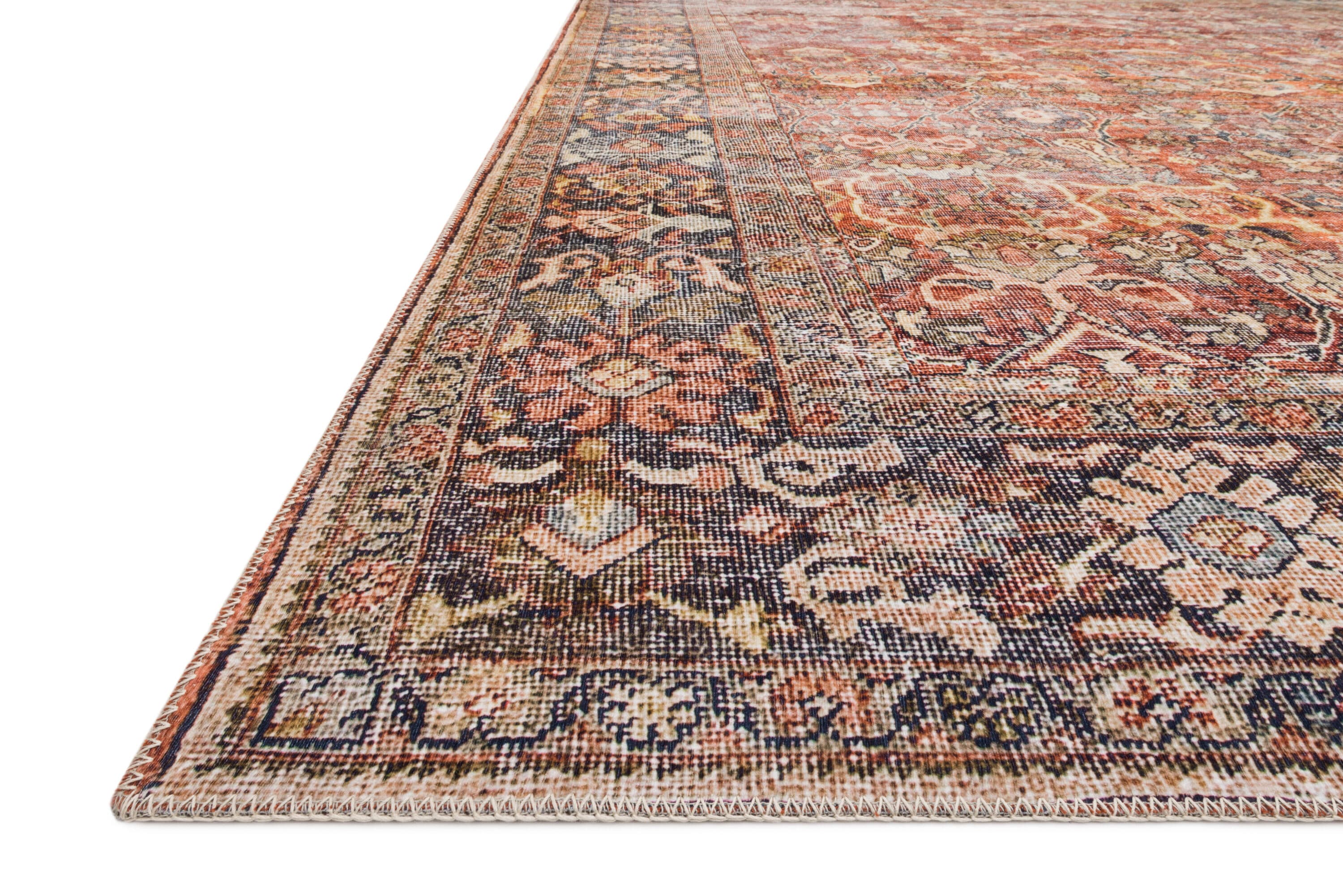 Layla Red and Marine Distressed Bohemian Runner Rug