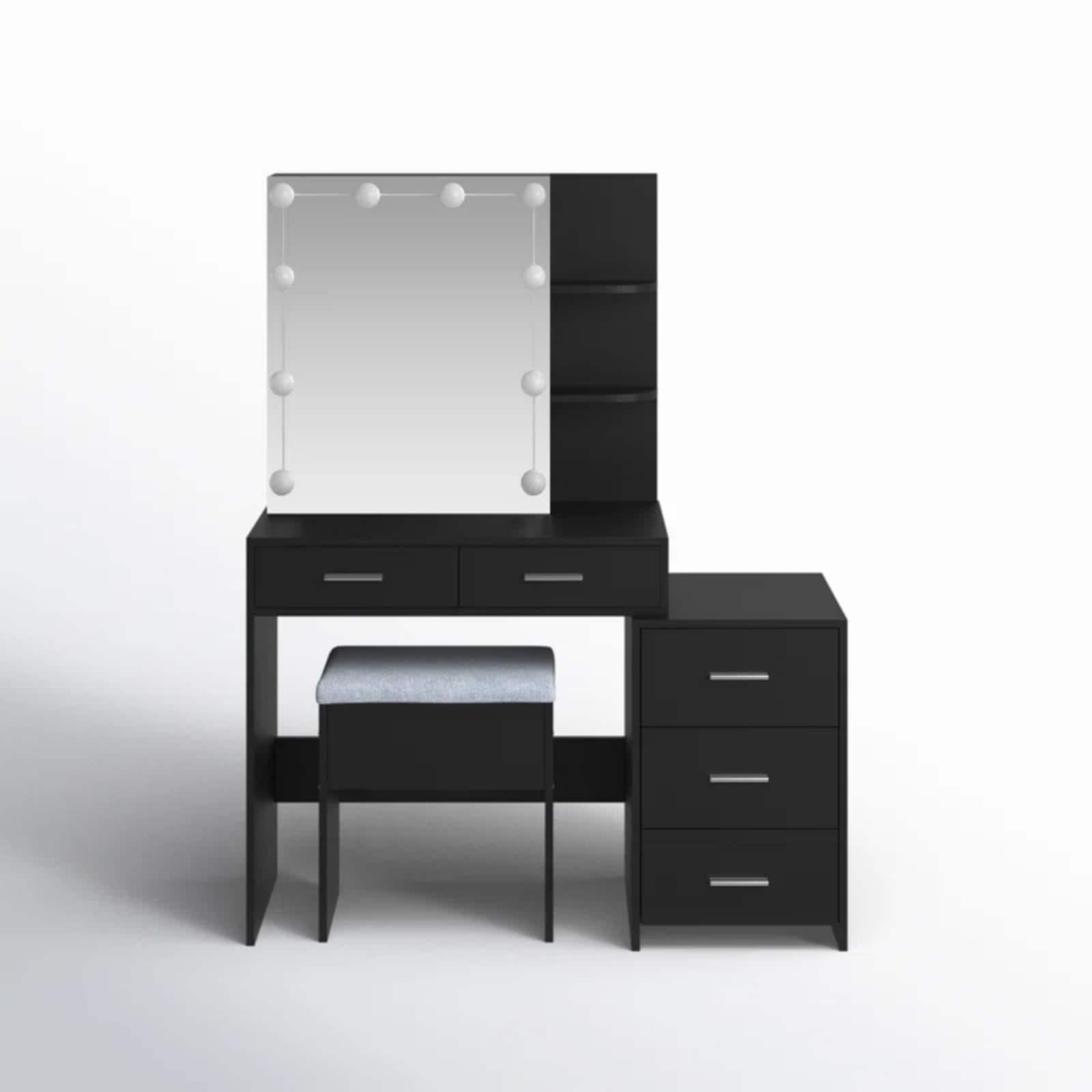 Outopee LO1G52002738 43.3-in Black Makeup Vanity