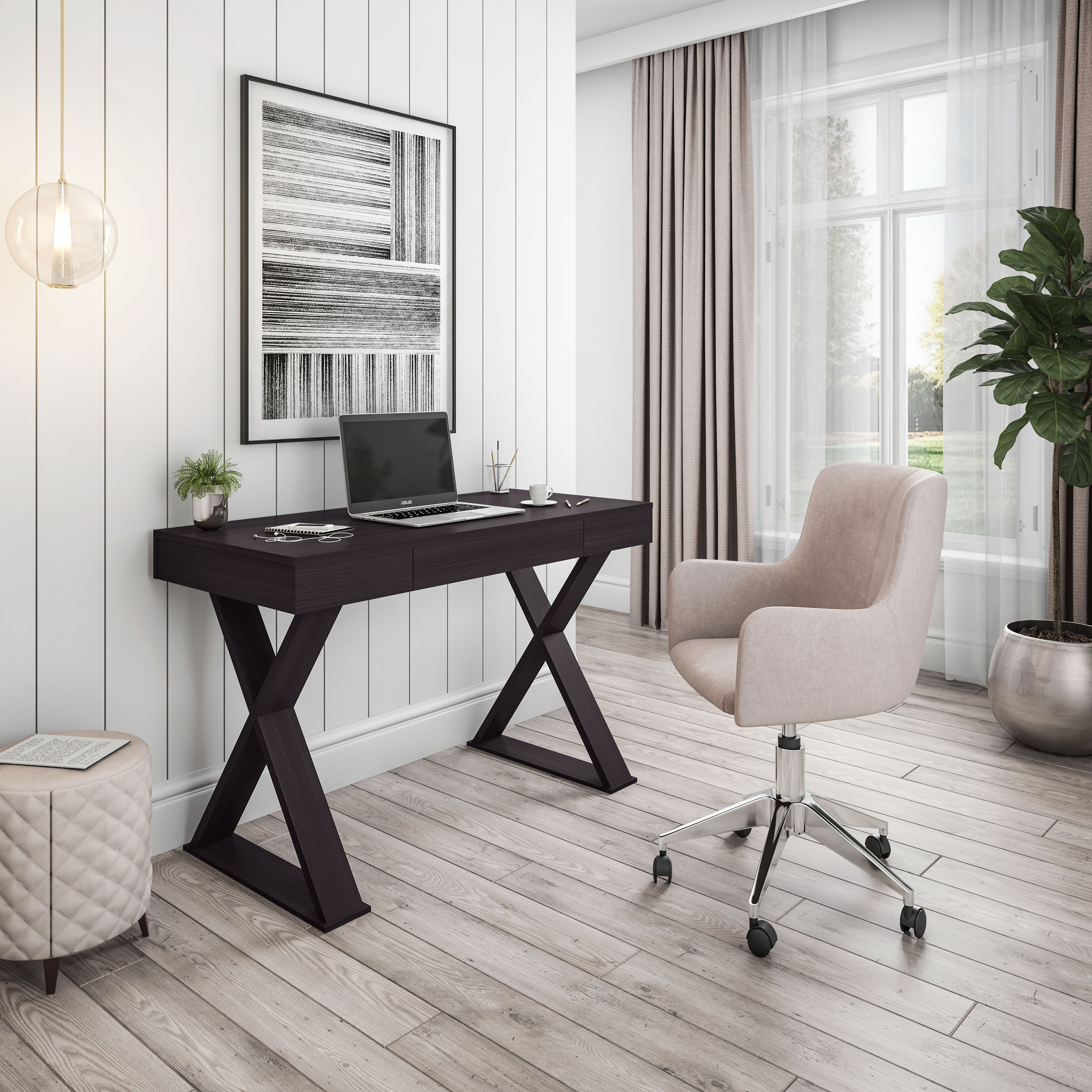 LOVMOR SF-R-RTA-8406-ES Trendy Writing Desk with Drawer Espresso