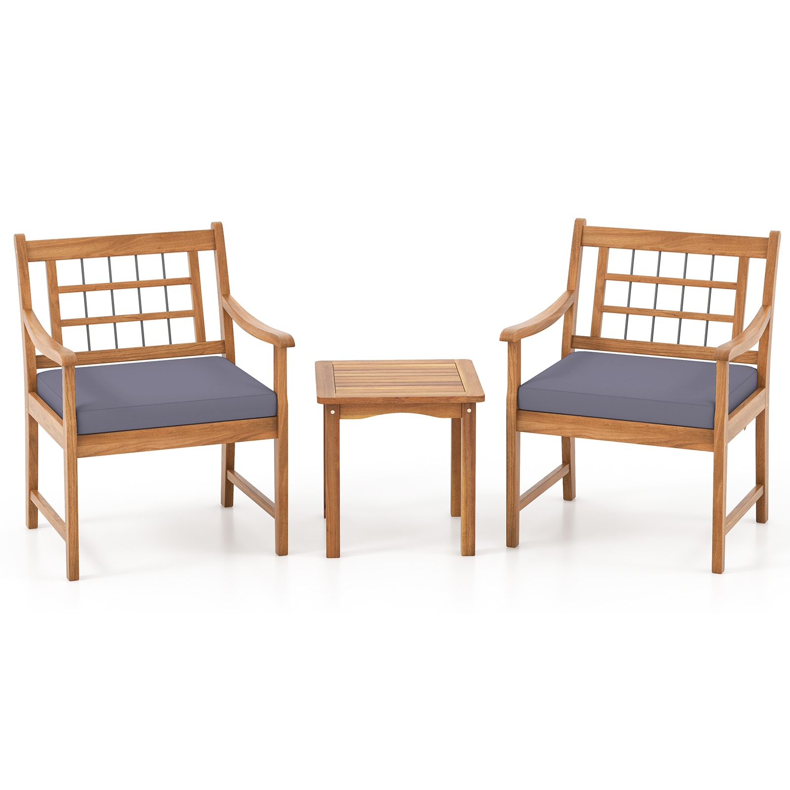 Ayelon 587GRLW4KHW72 2 -Piece Patio Conversation Set with Gray Cushions