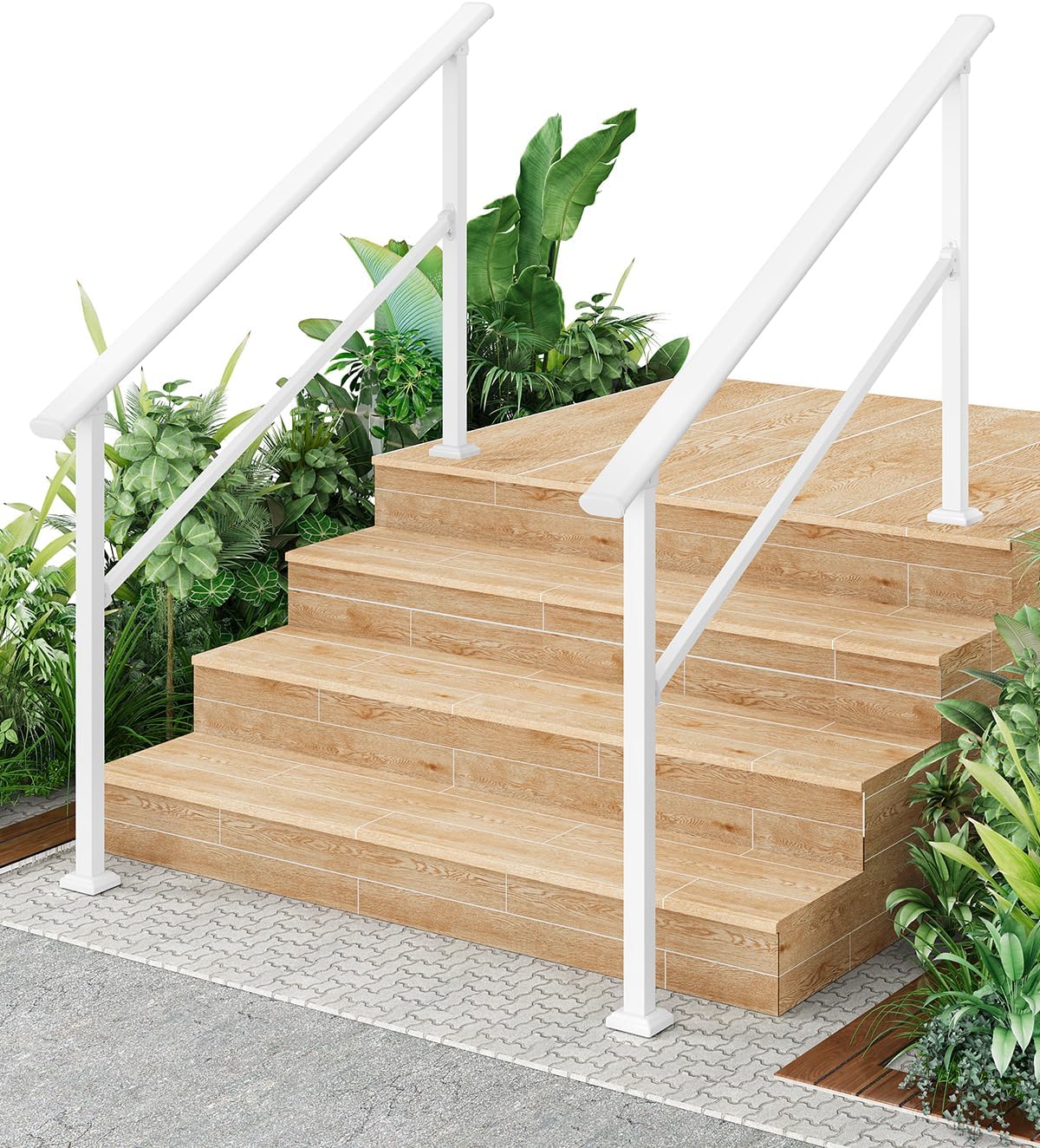GAOMON 2-Pack Adjustable White Metal Hand Rails for Outdoor Steps 5 ...