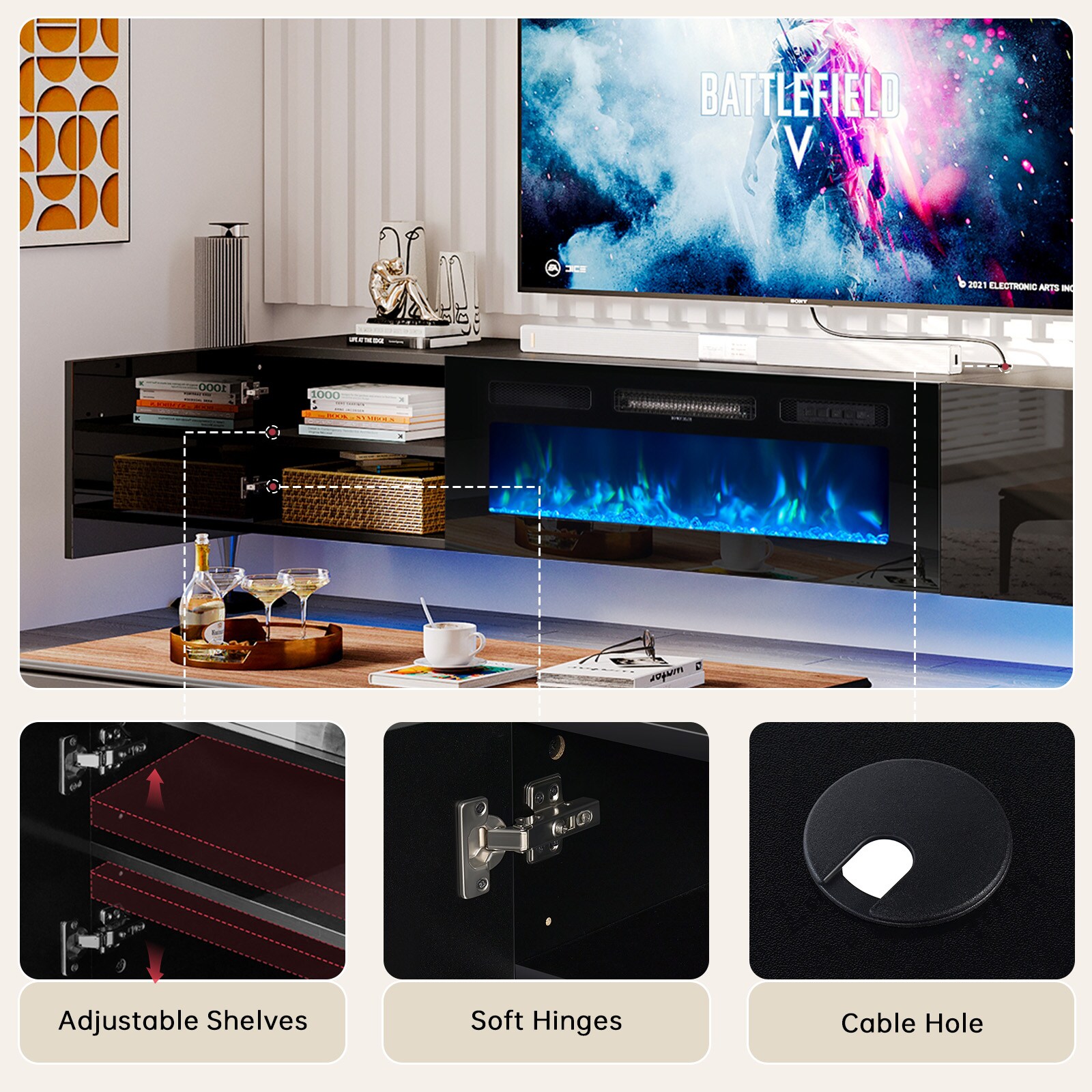 AOXUN AX-30270B Electric-Fireplaces - View #2