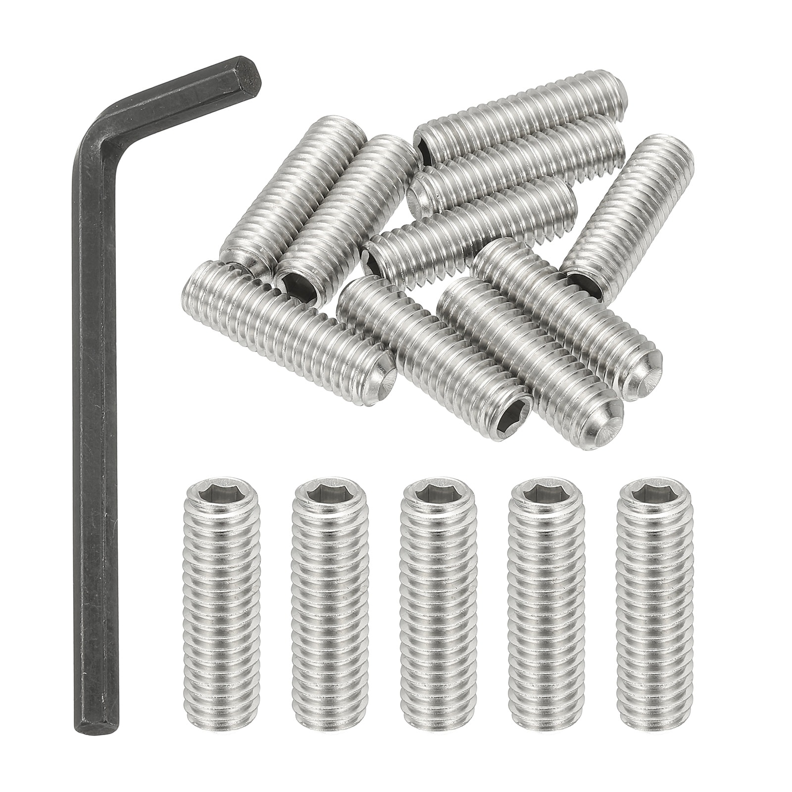 PATIKIL 3/8-16x1-1/4 Inch Hex Socket Grub Screws 10pcs Cup Point Set Screw with Wrench