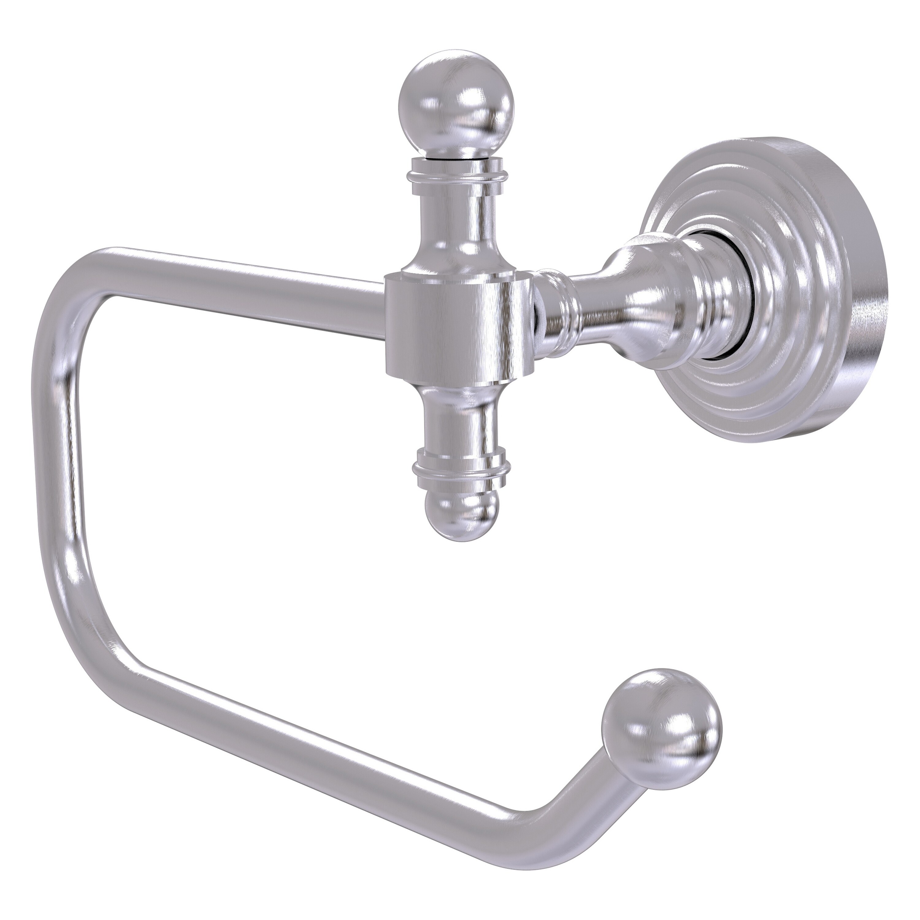 Allied Brass RW-24E-SCH Retro Wave Satin Chrome Wall mount Single post Toilet Paper Holder 1 -Rolls with Storage