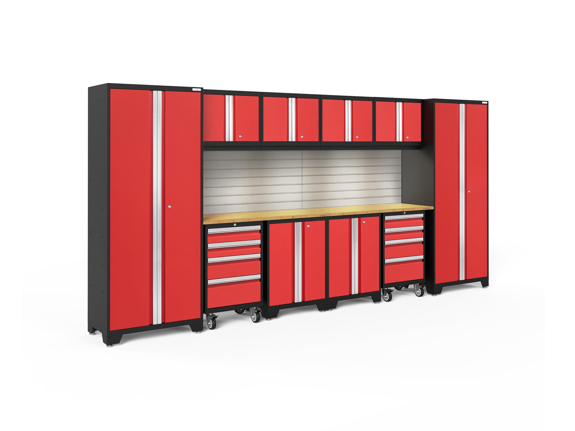 NewAge Products 56375 156-in W x 76.75-in H x 18-in D 10 -Cabinets Steel Deep Red Garage Storage System