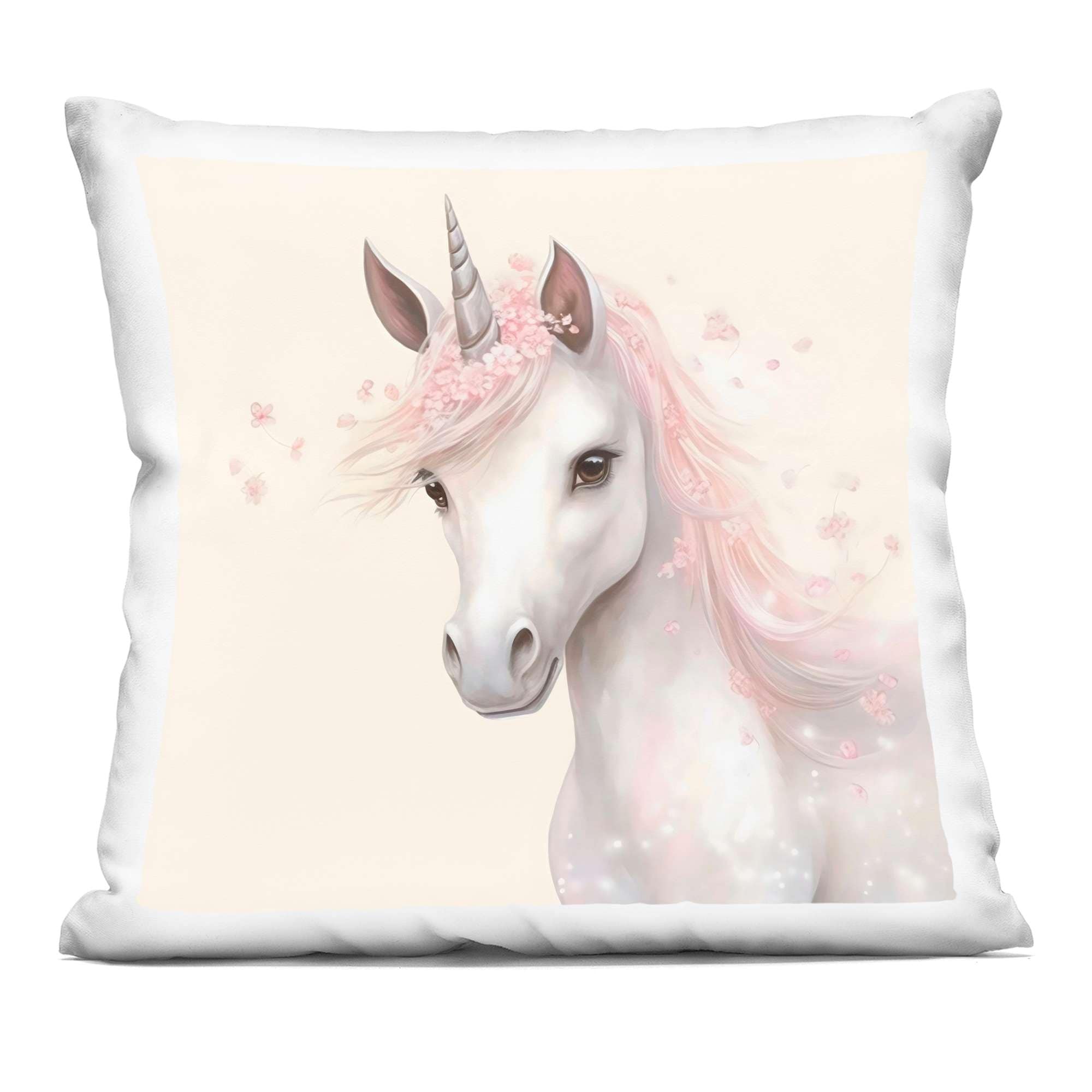 Stupell Industries PLR-061-SQW-18X18 Fairy Unicorn Soft Petals Decorative Printed Throw Pillow design by Creative Studio 18 x 7 x 18