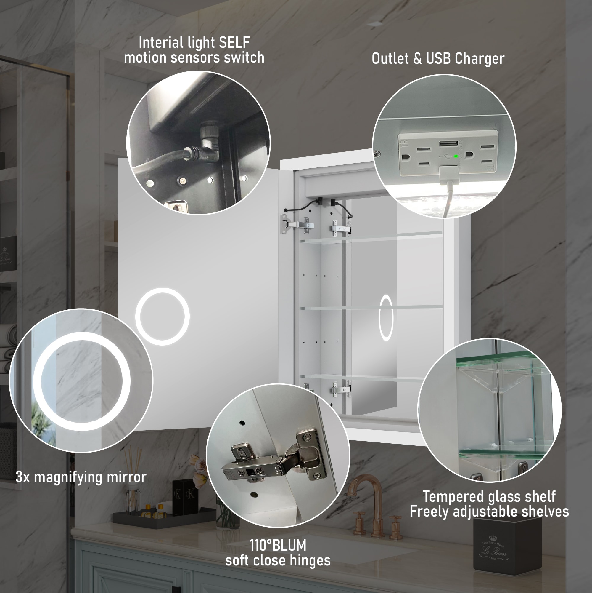 WELLFOR W13MCL2432L Bathroom-Medicine-Cabinets - View #5