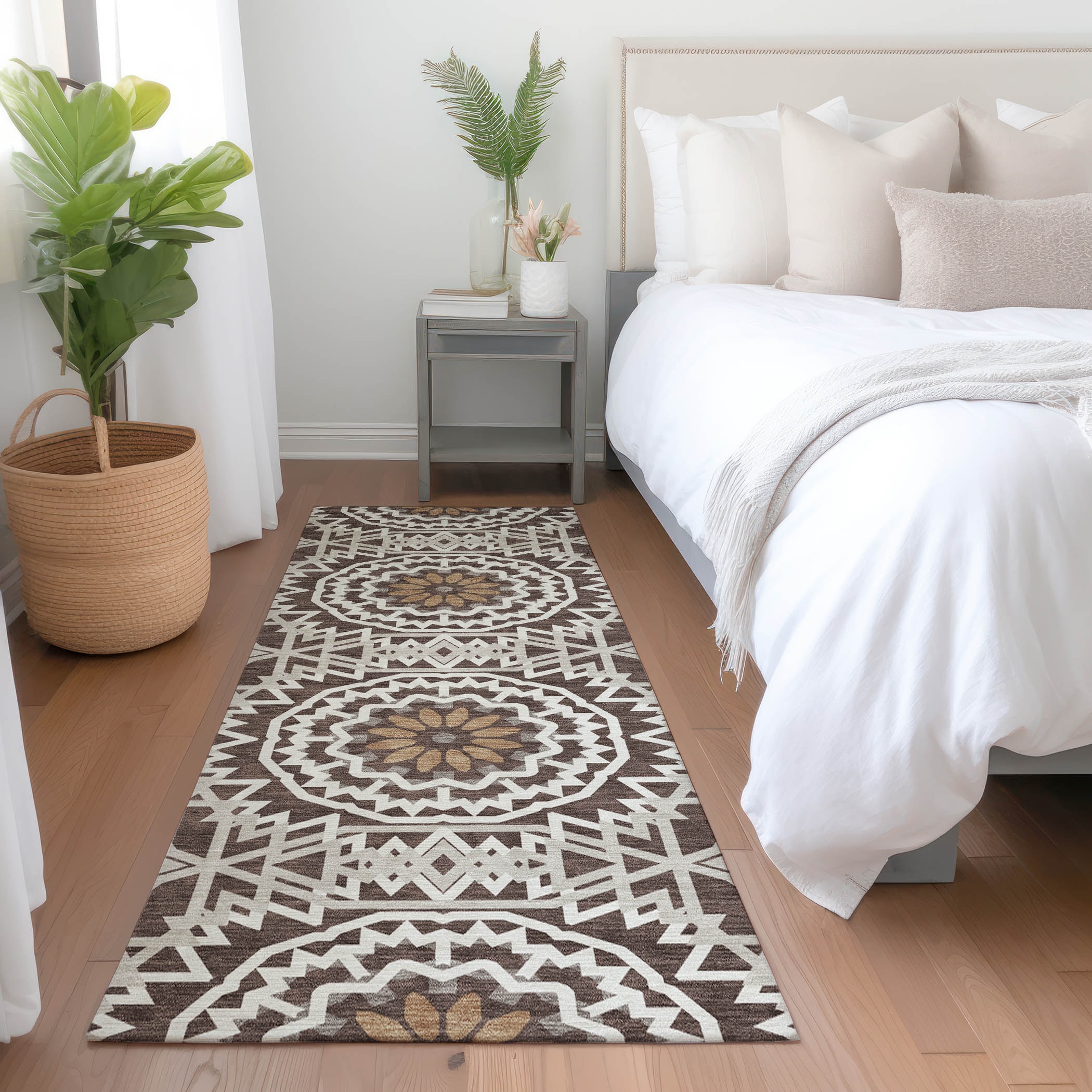 Addison Rugs ACN619CH2X8 Chantille ACN619CH 2 x 7 (ft) Polyester Chocolate Rectangular Indoor/Outdoor Abstract Machine washable Runner rug