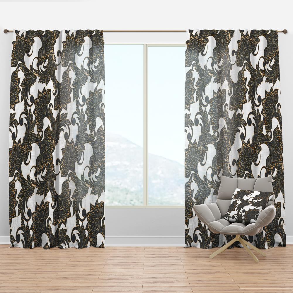 Designart CTN24268-52-90 90-Inches Black Abstract Room darkening Thermal lined Rod pocket Single curtain panel