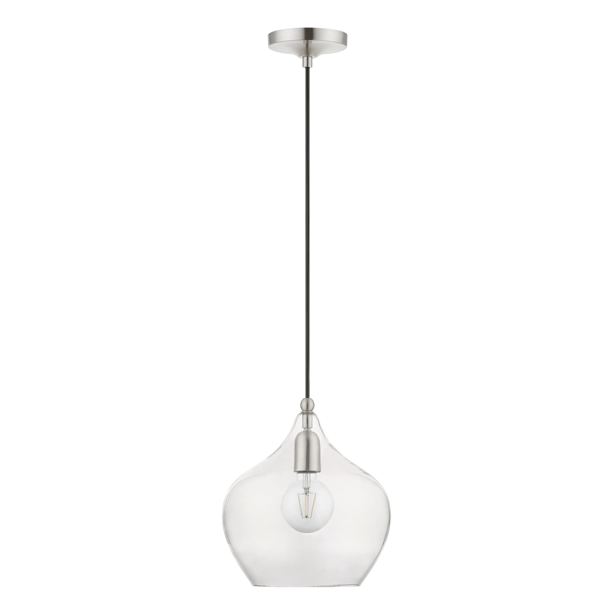Aldrich Brushed Nickel Clear Glass Indoor/Outdoor Pendant Light