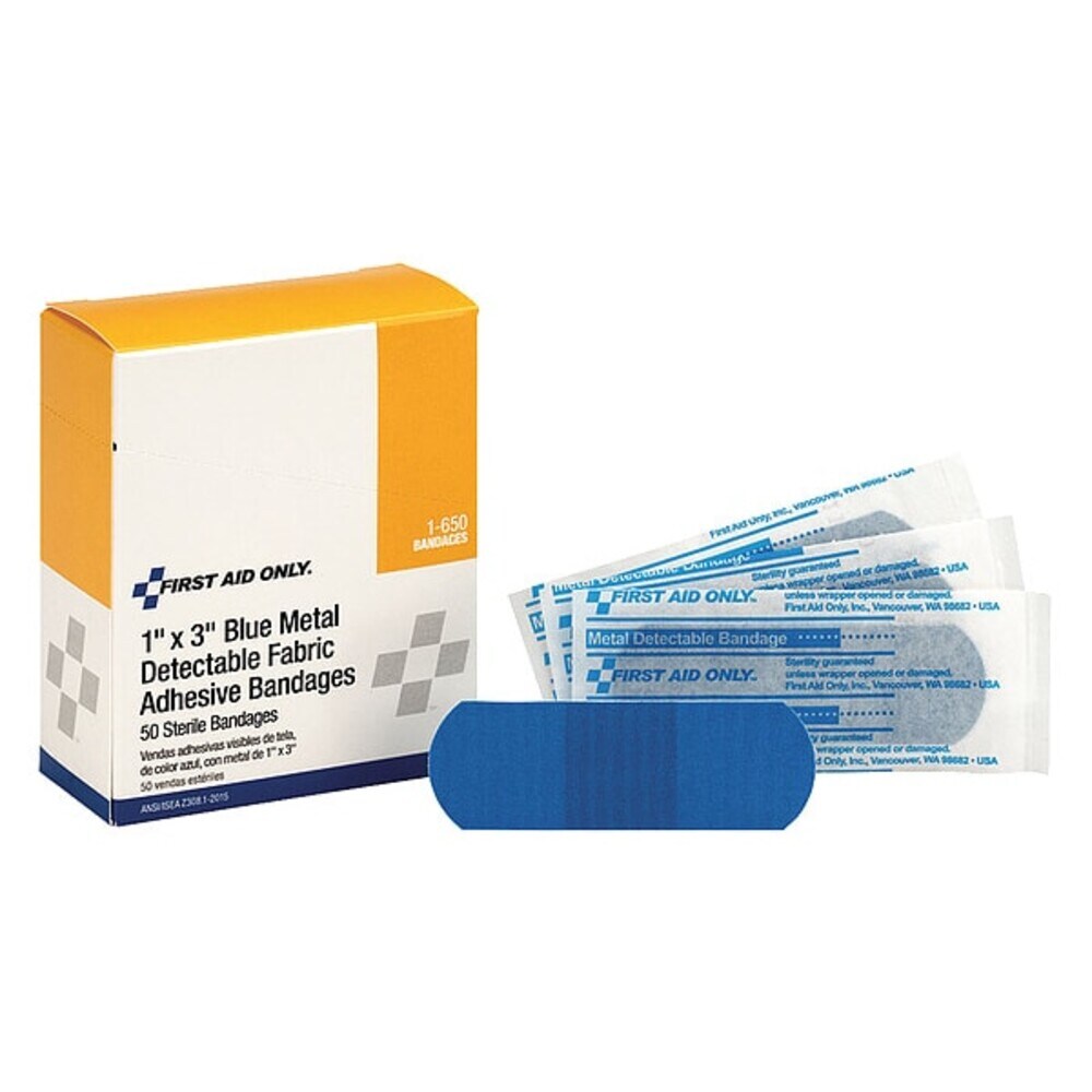 First Aid Only  Metal Detectable Bandage 1x3 in. PK50 1-650