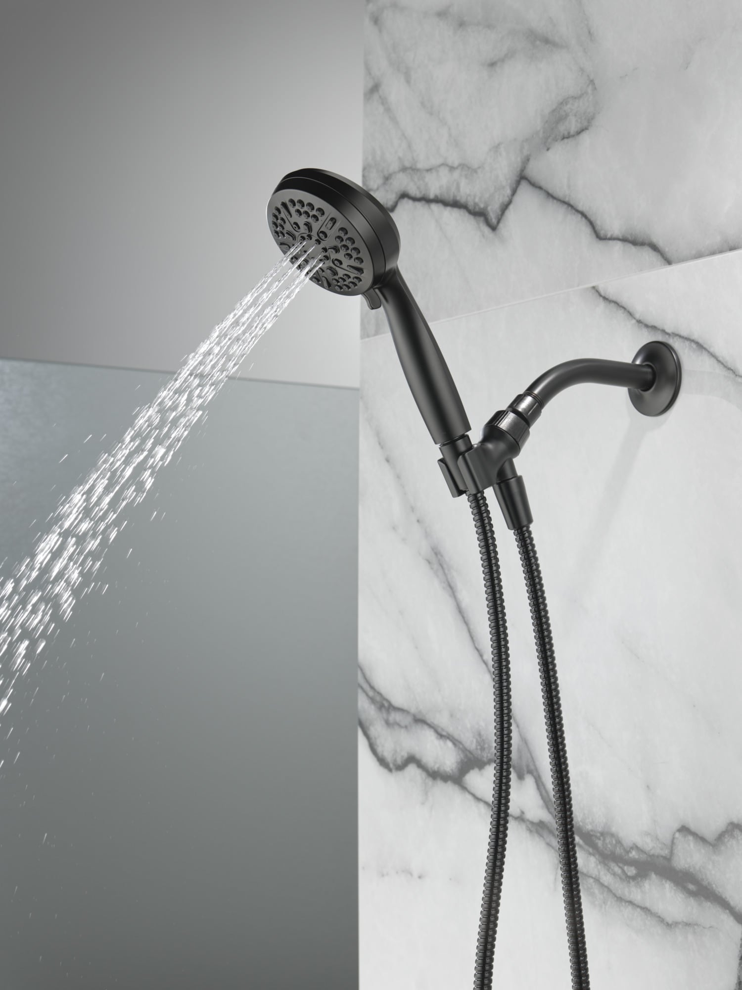 Matte Black Adjustable Handheld Multi-Head Shower System