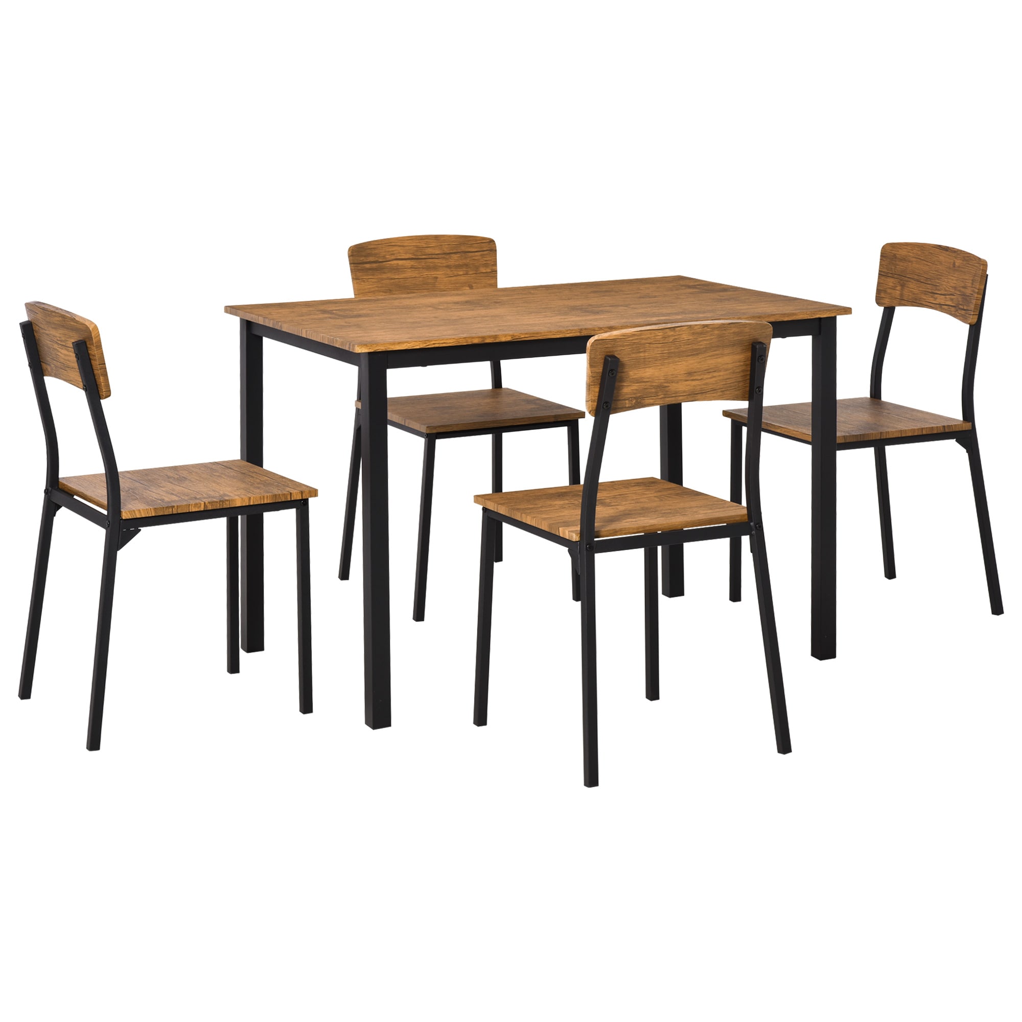 HomCom 835-084 5 Piece Modern Industrial Dining Table and Chairs Set for Small Space  kitchen  Dining room