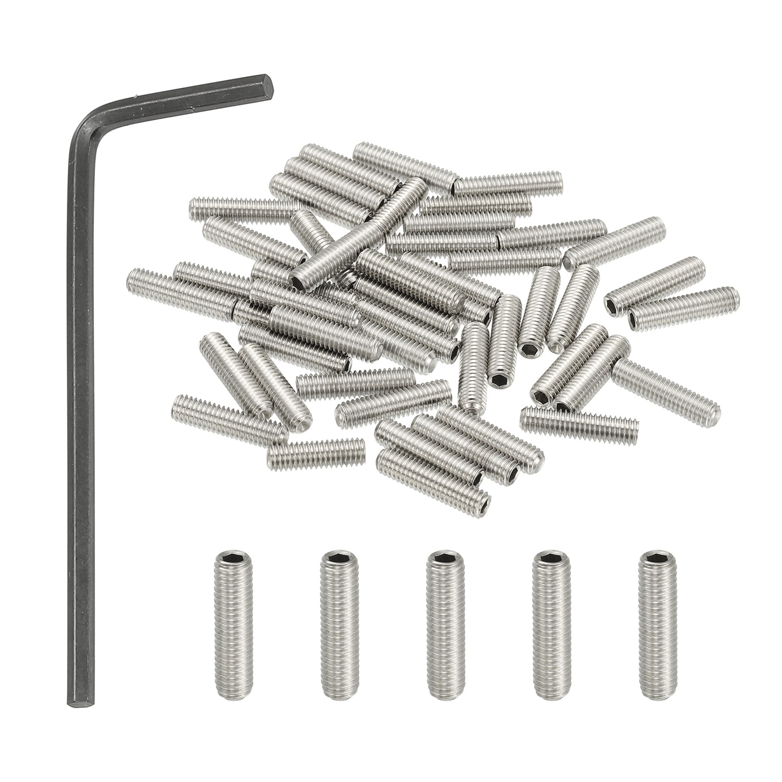 PATIKIL #10-32x3/4 Inch Hex Socket Grub Screws 50pcs Cup Point Set Screw with Wrench