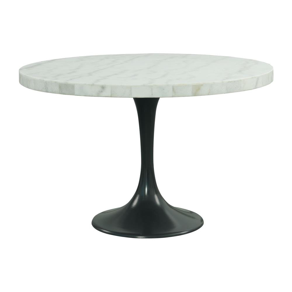 Mardelle White Round Contemporary/Modern Dining Table, Marble with White Metal Base | - Picket House Furnishings CCS100DT