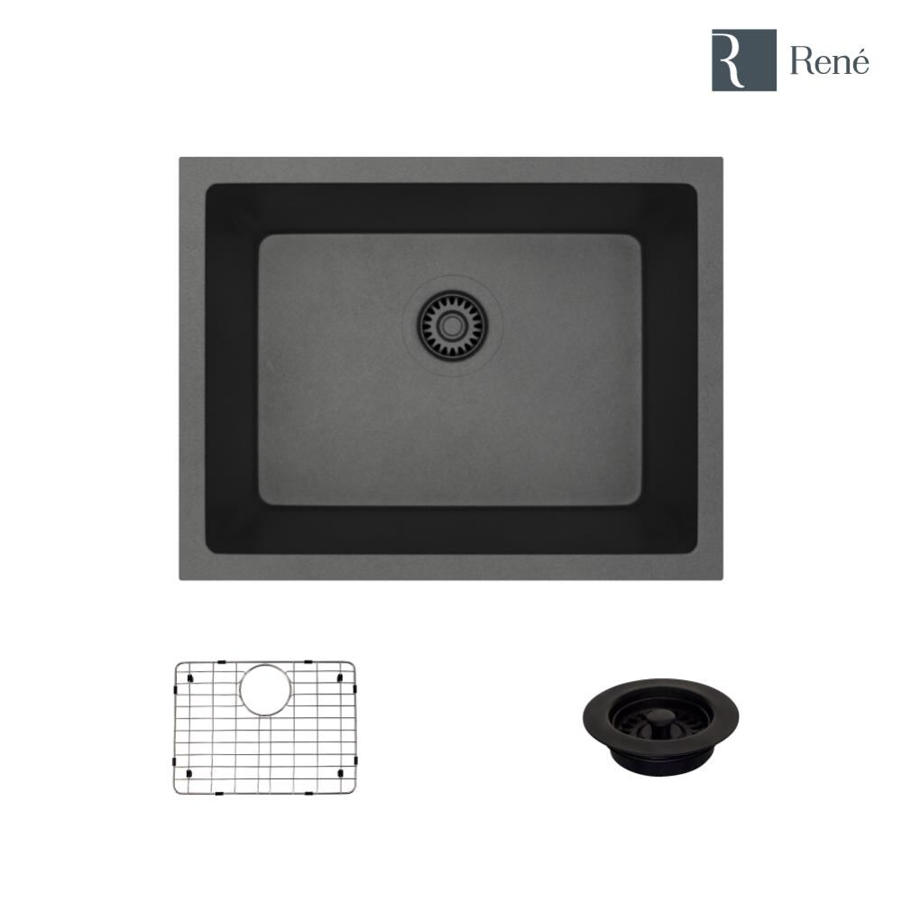 Dual-Mount Composite Granite 21-5/8 in. Single Bowl Kitchen Sink in Carbon