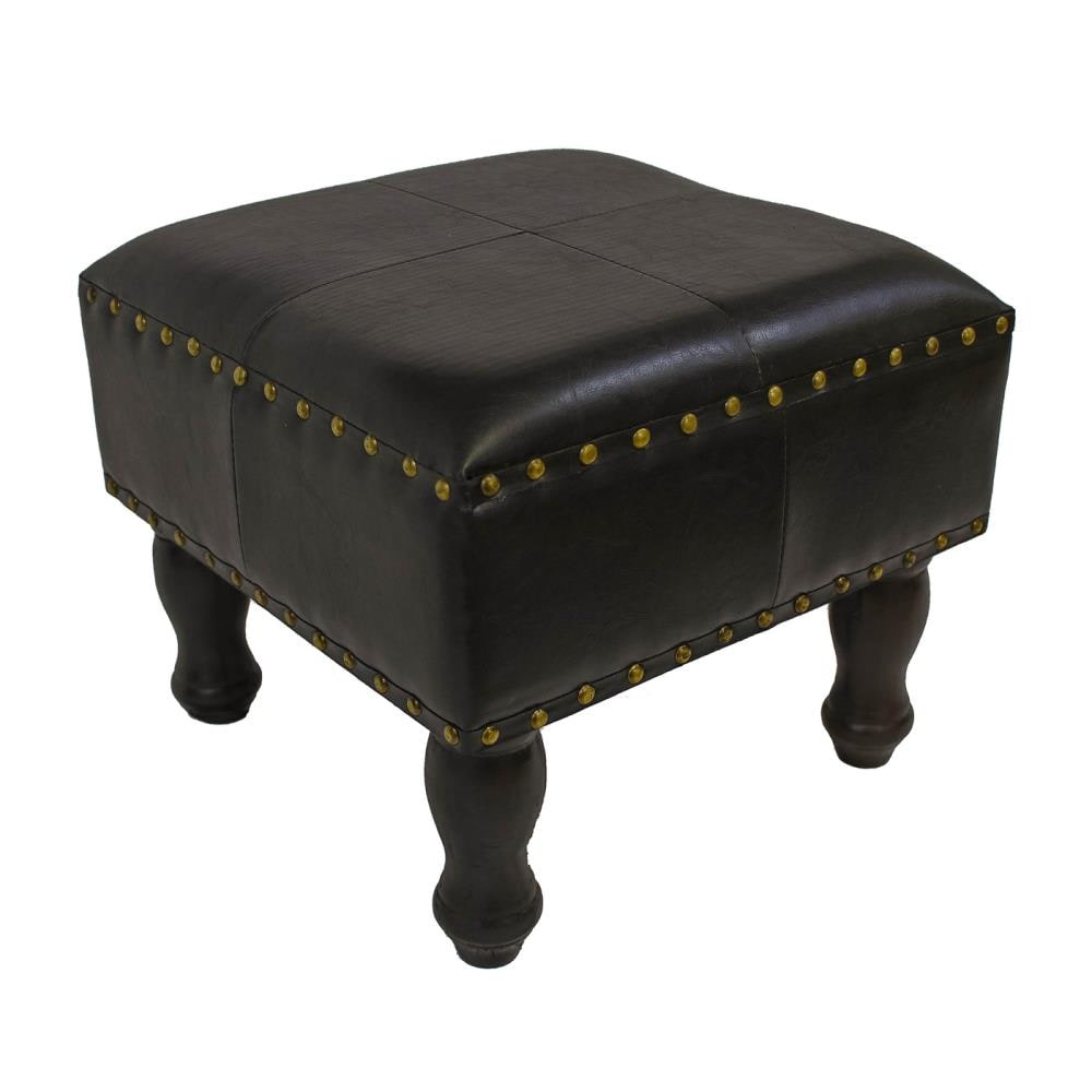 International Caravan YWLF-2529-DC Istanbul Rustic Dark chocolate Faux leather Ottoman
