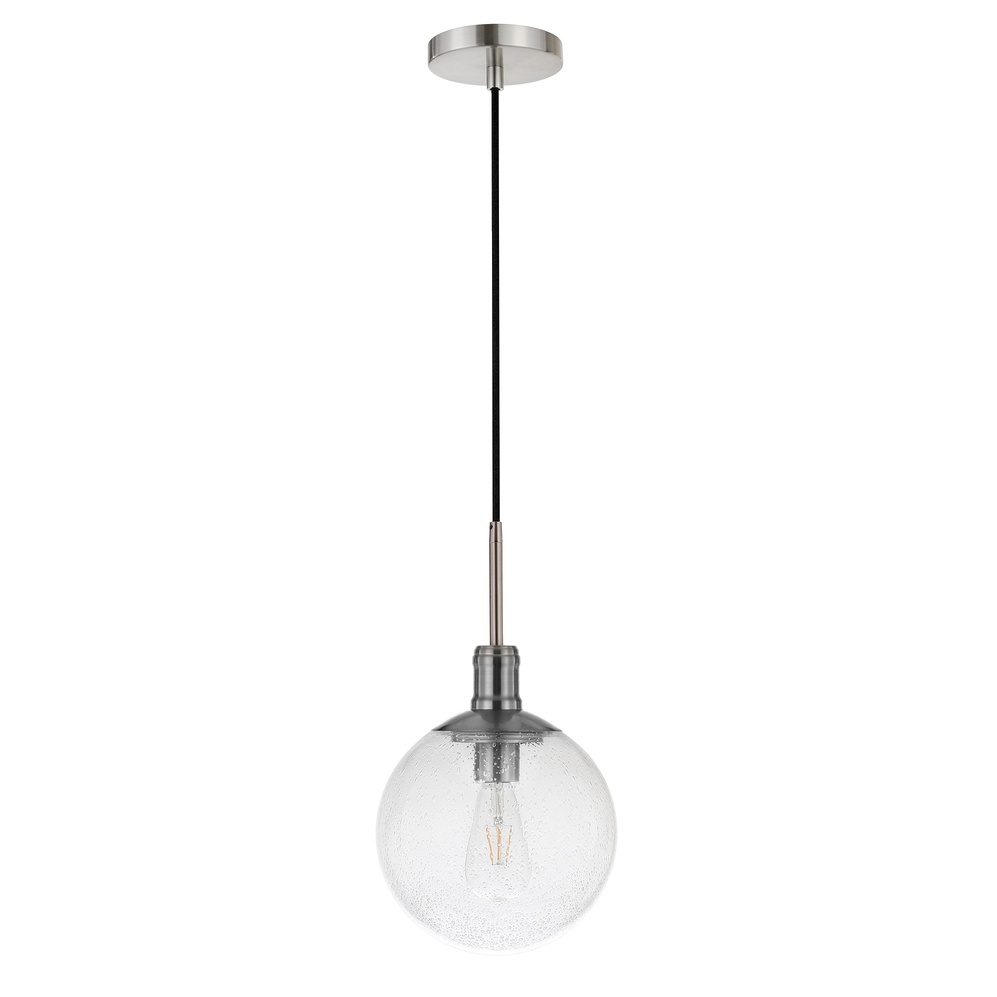 brushed nickel seeded glass pendant light