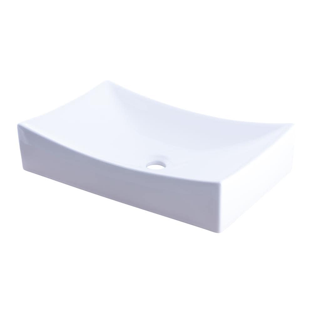 Novatto Modern White Porcelain Vessel Rectangular Bathroom Sink 13 75 In X 21 75 In In The Bathroom Sinks Department At Lowes Com