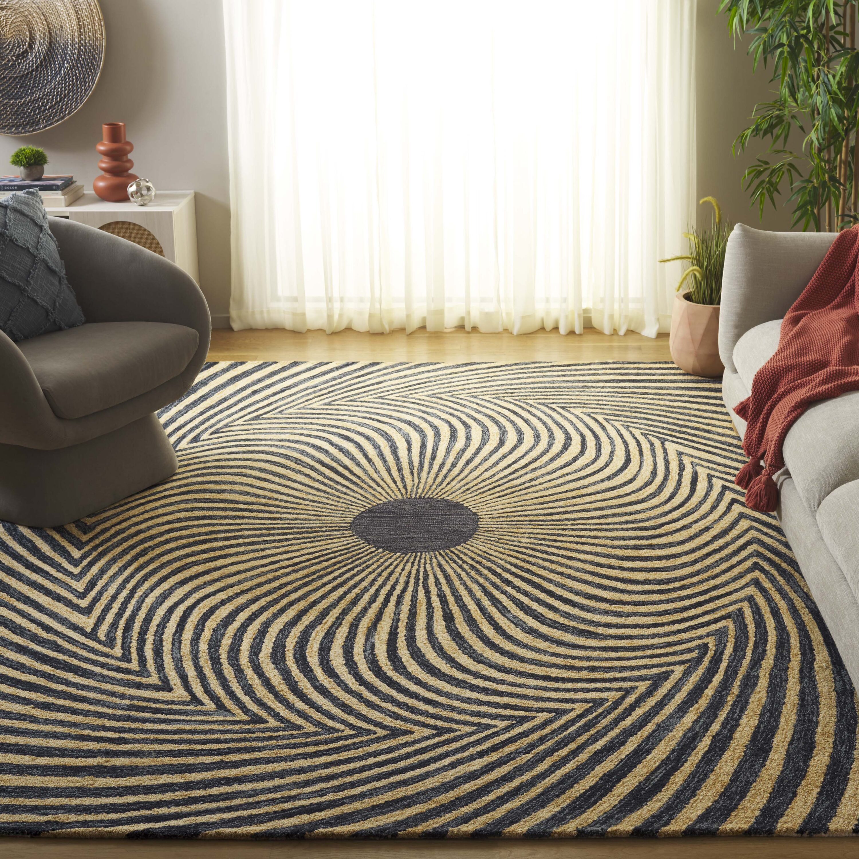  Metro 358 Black/Gold Contemporary 8Ft x 10Ft Large Rectangle Rug
