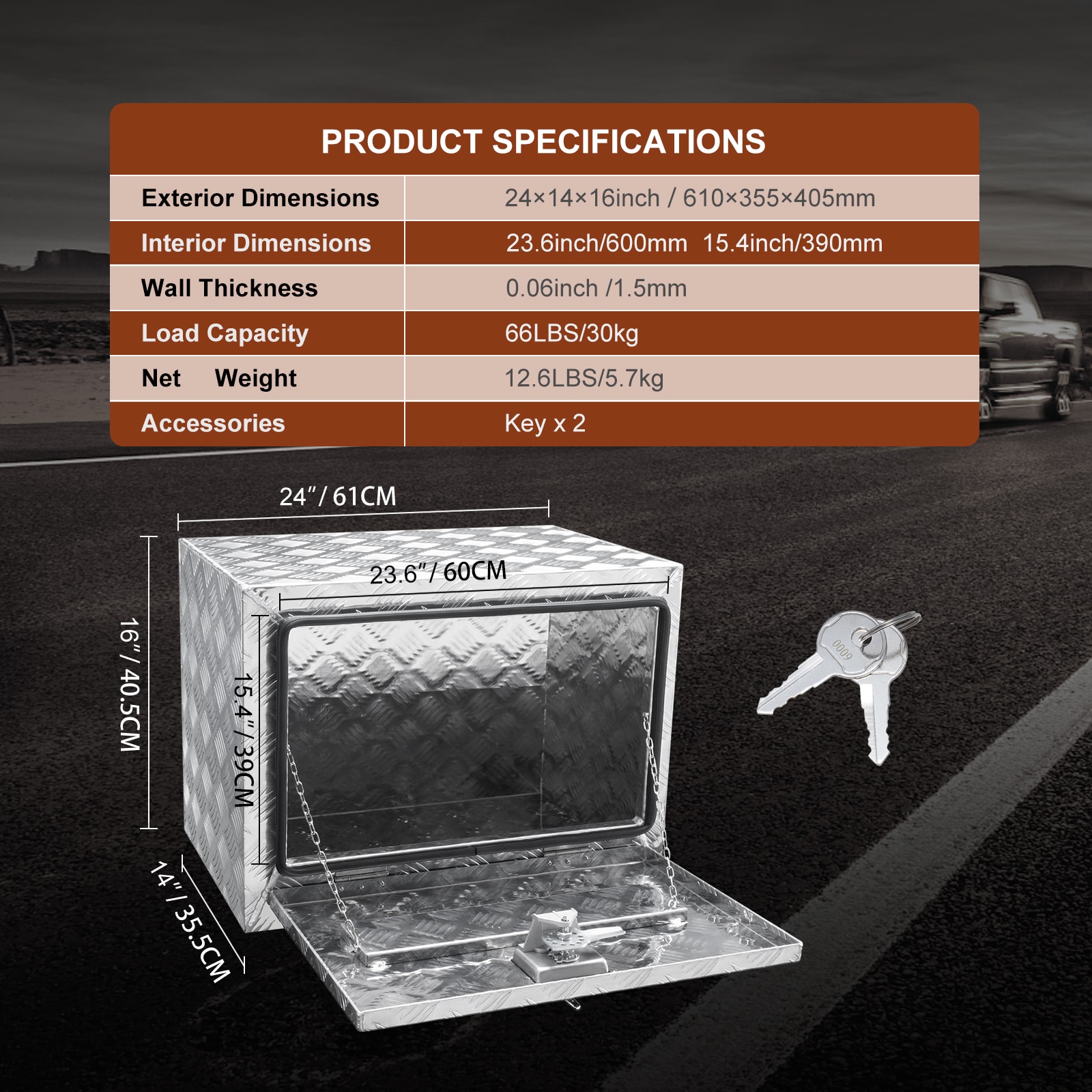 VEVOR CDK241416INCHAMF9V0 Truck-Tool-Boxes - View #8