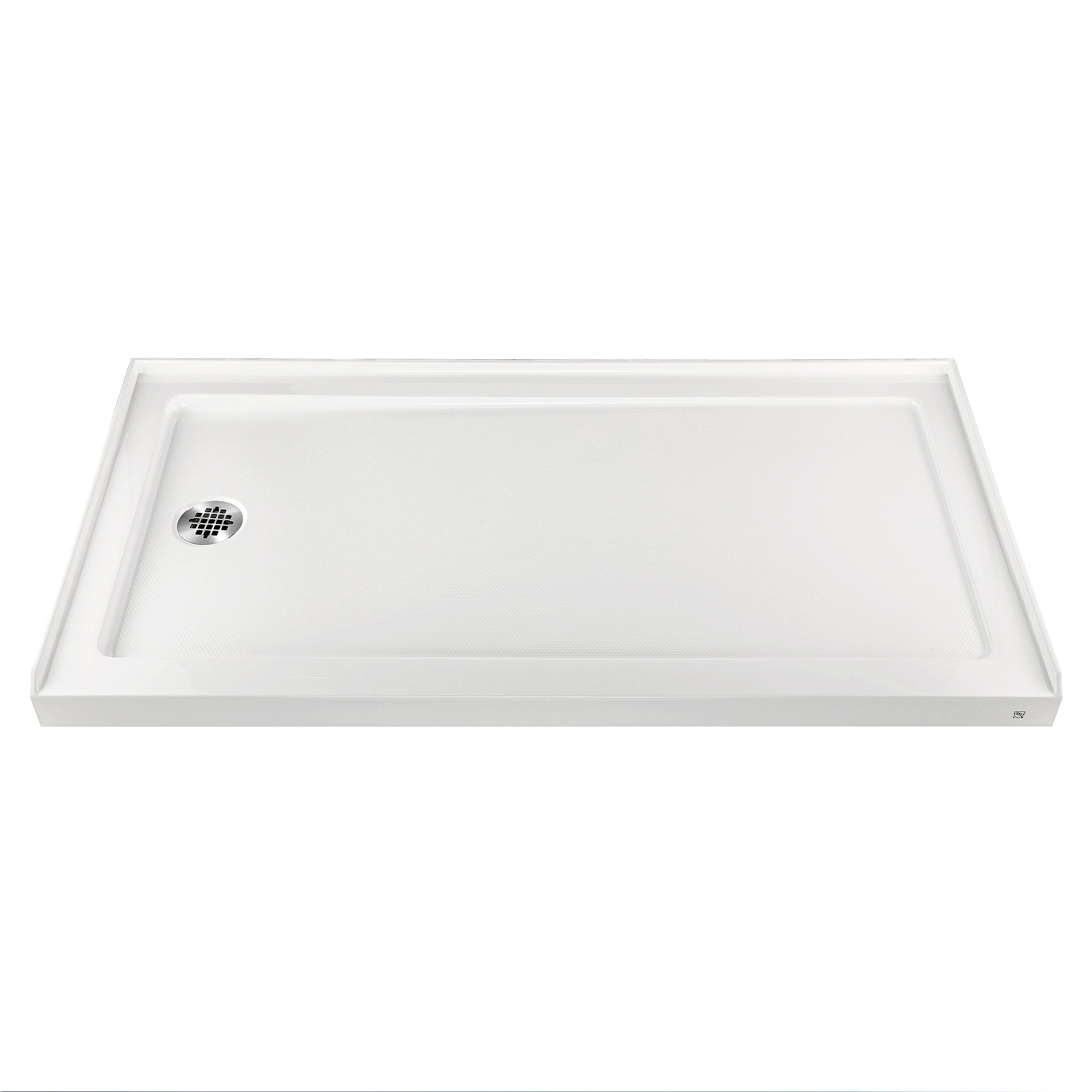 Rainlex  60 in. x 32 in. Single Threshold Shower Pan Base in White with Left Hand Drain