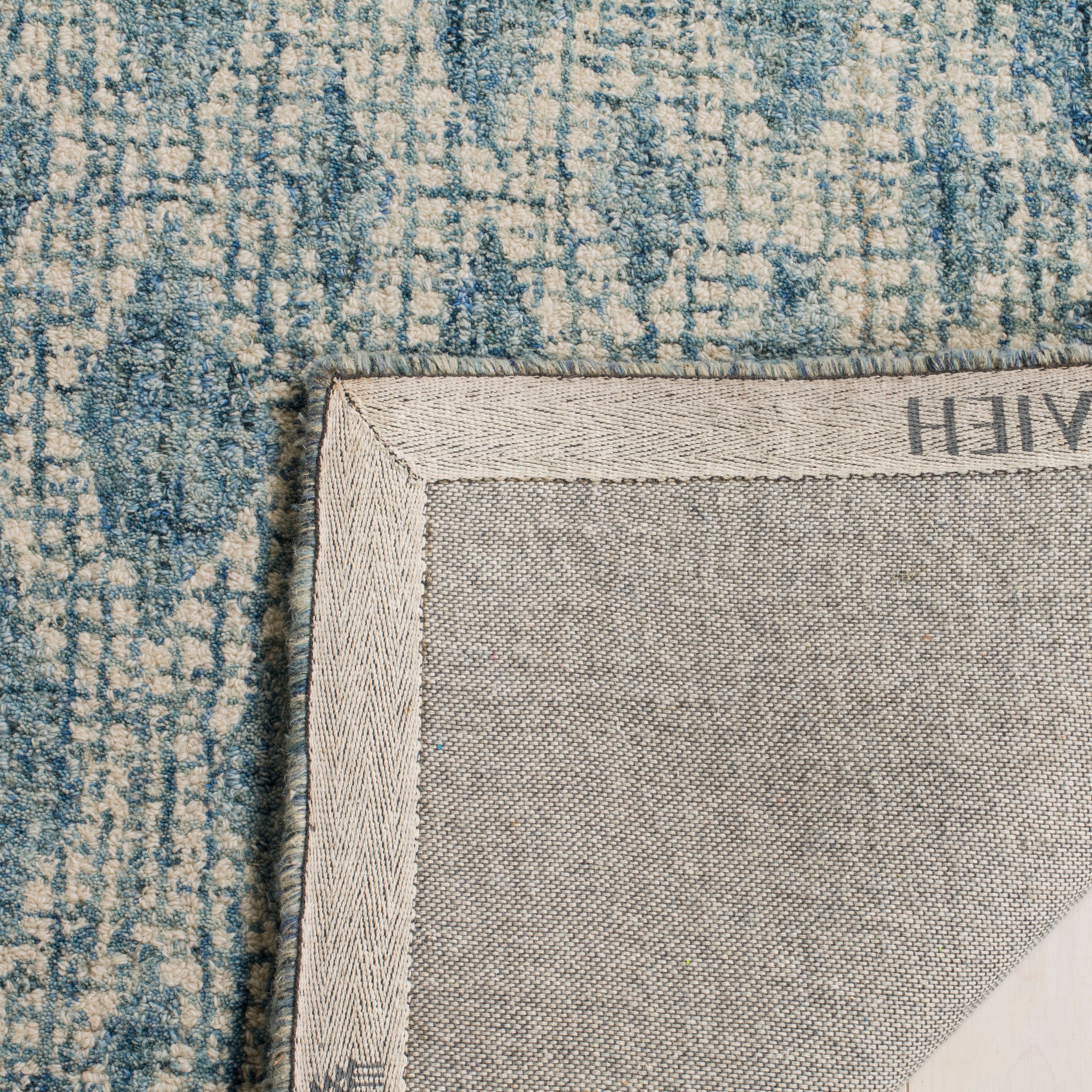 Handmade Blue Wool Abstract Tufted Square Area Rug 6'x6'