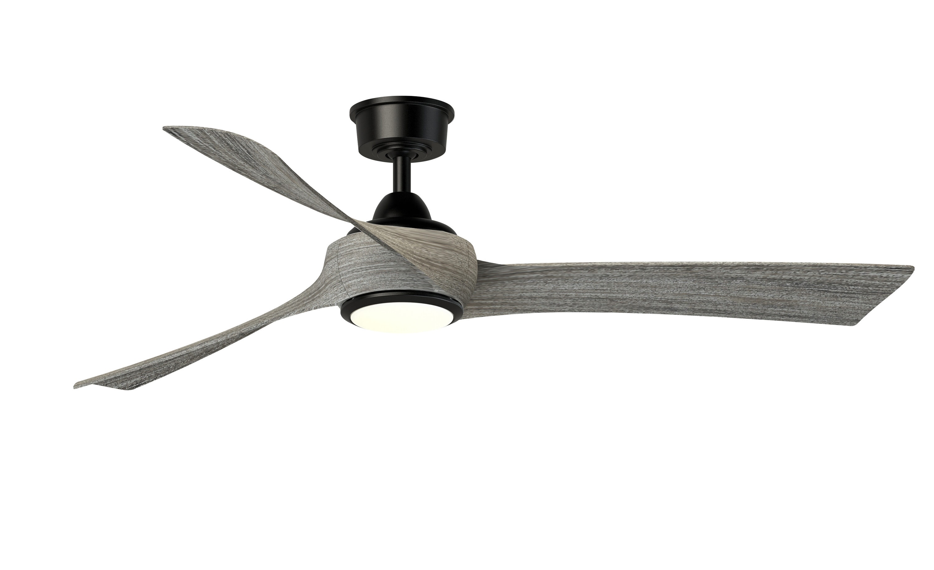 Fanimation Wrap Custom 60-in Black with Weathered Wood Blades Color-changing Integrated LED Indoor/Outdoor Smart Ceiling Fan with Light and Remote (3-Blade) FPD8530BL-60WE-LK Sansujyuku sansujyuku.com