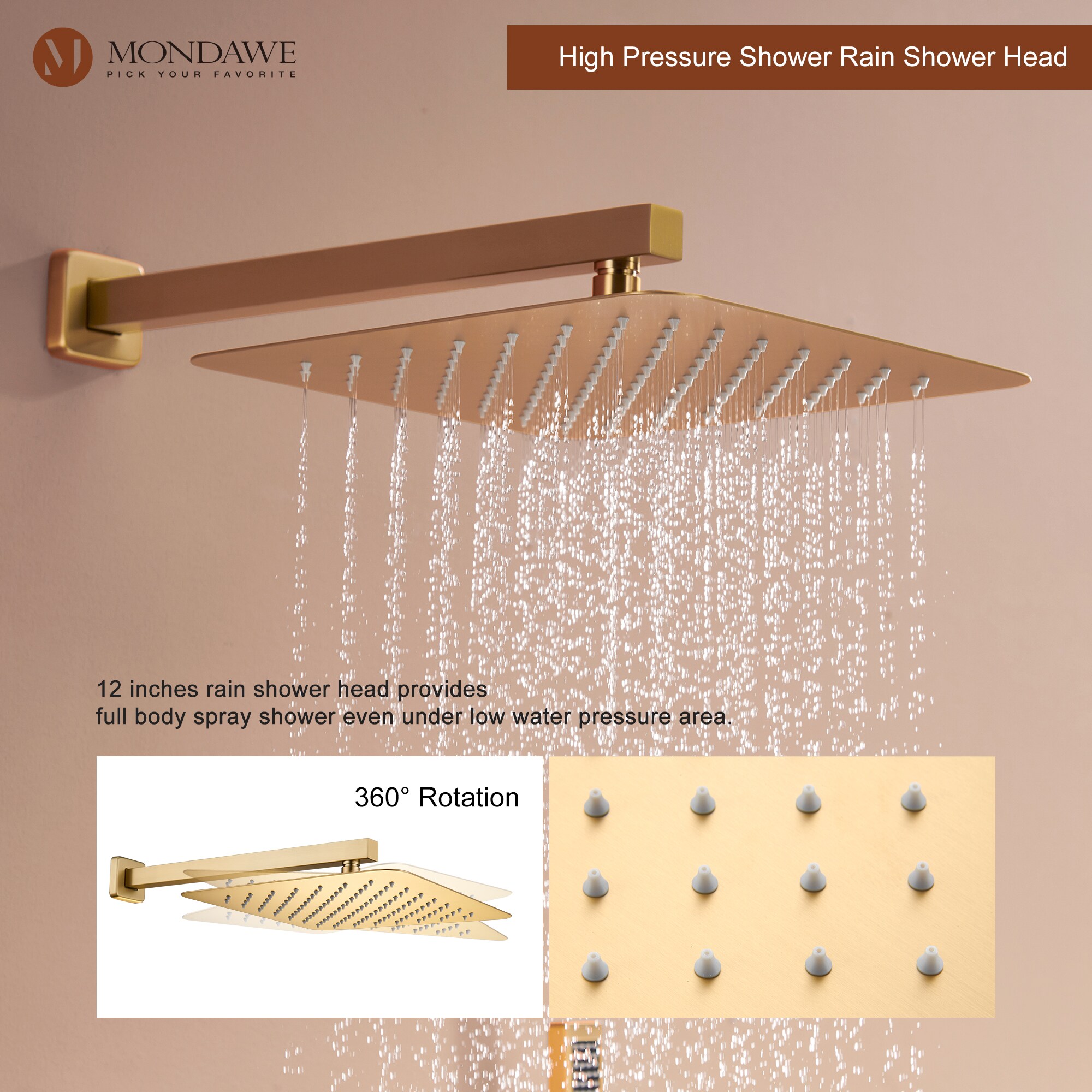 Mondawe WF6310-12BG-WM Showerhead-Bar-Panels - View #9