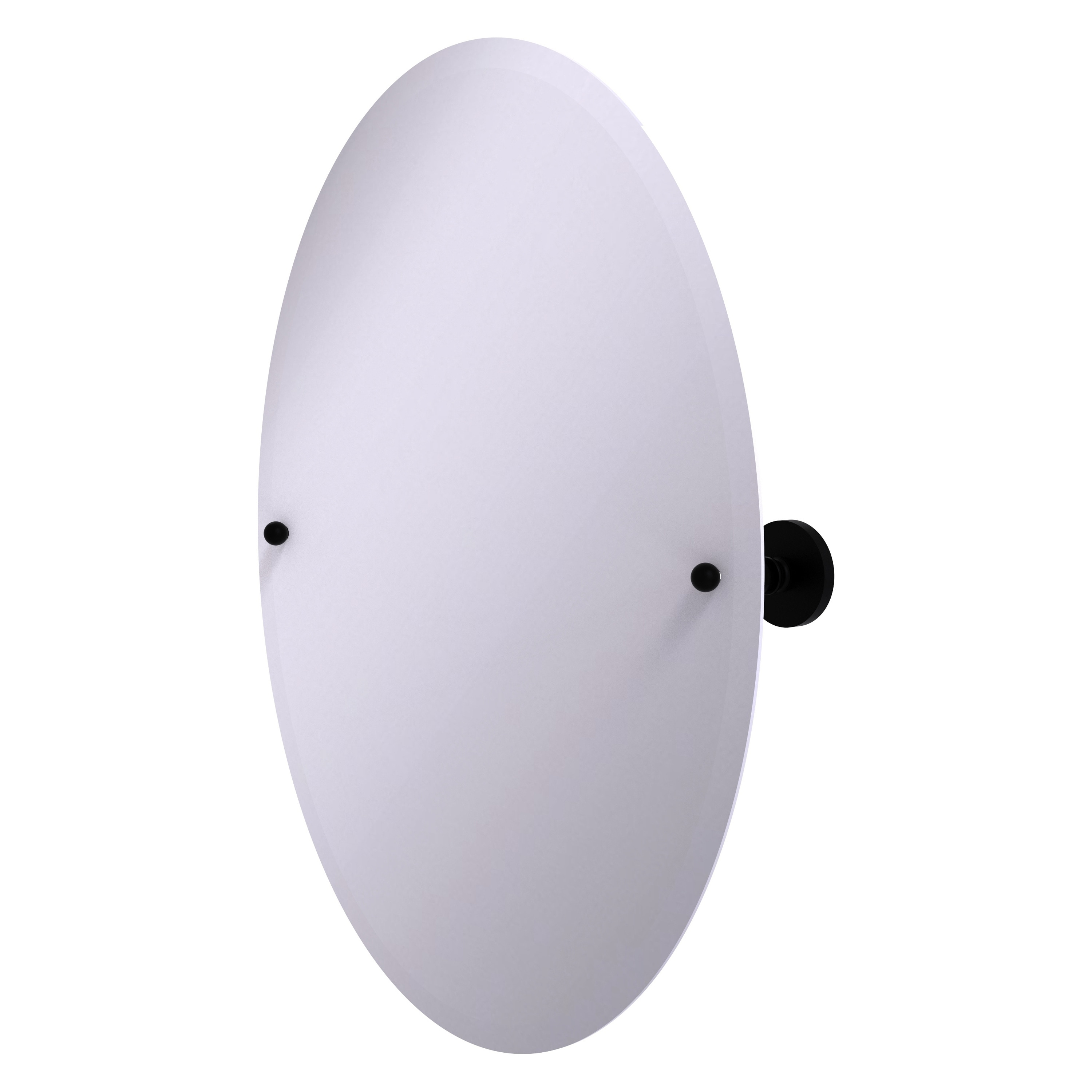 Allied Brass P1091-BKM Prestige Skyline 21-Inches x 26-Inches Beveled Frameless Oval Tilting Bathroom Vanity Mirror ( Matte Black )