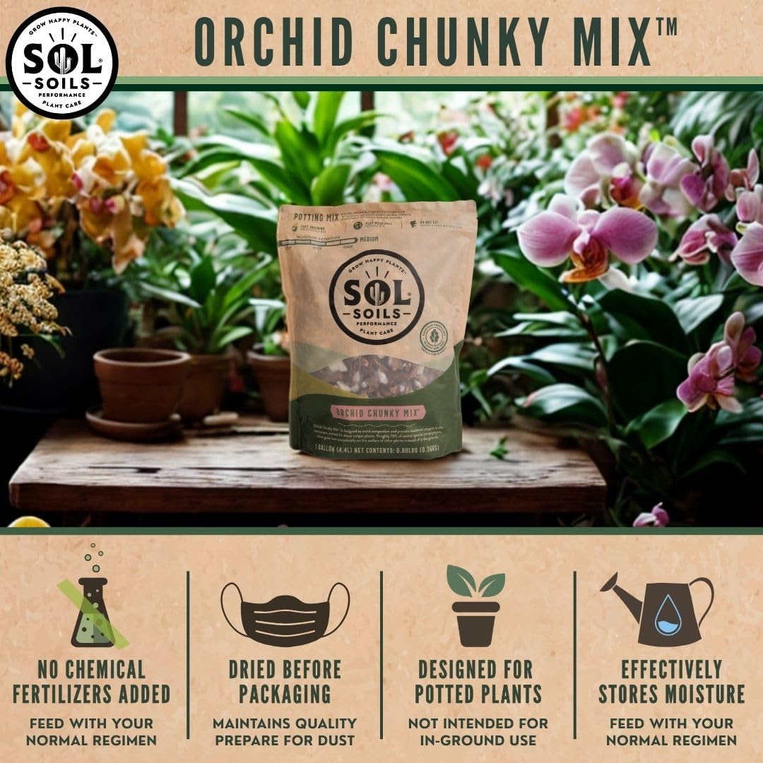 Sol Soils Chunky Orchid Potting Mix - 100 Peat-Free Lightweight