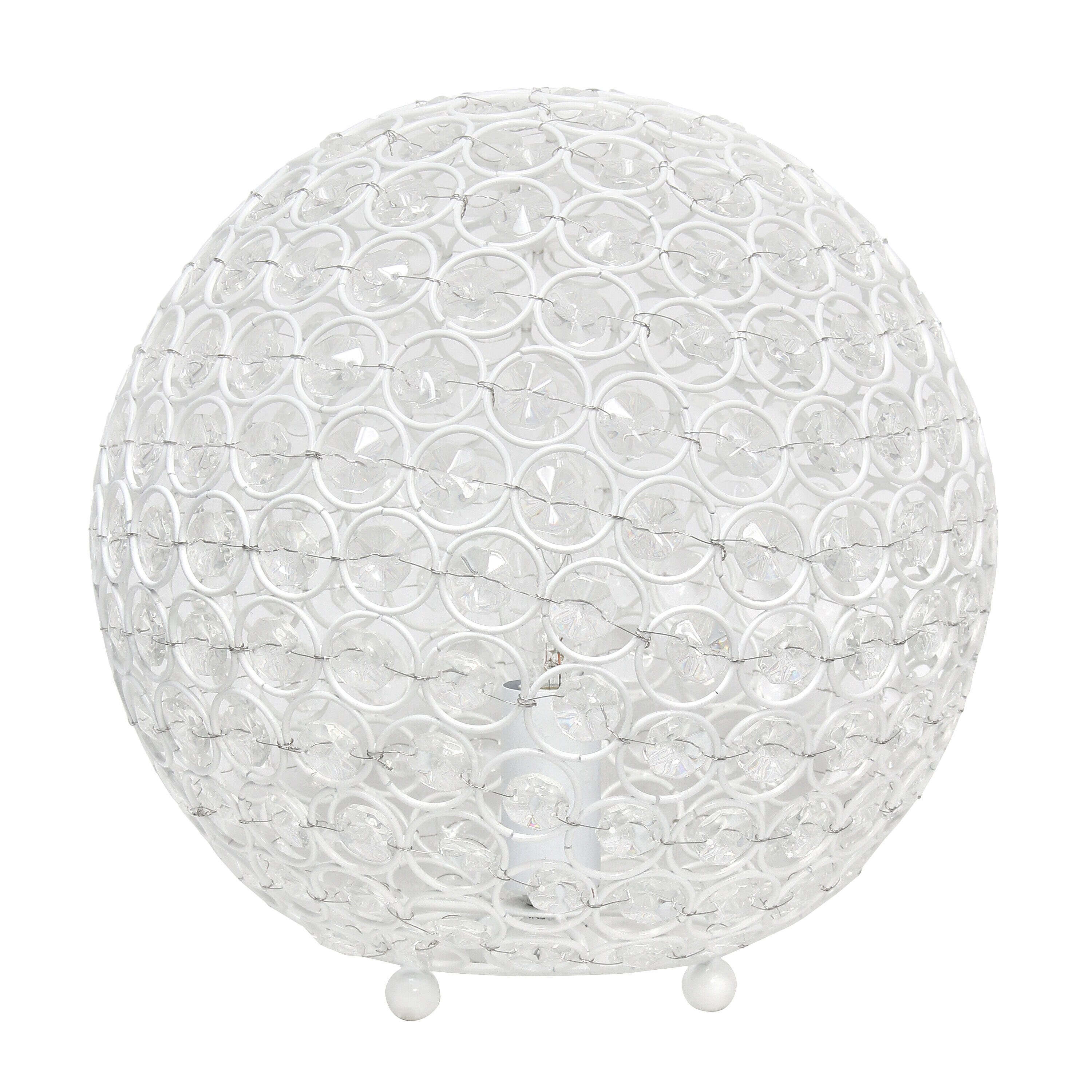Lalia Home LHT-3013-WH Elipse 10-in White Rotary socket Table Lamp with Crystal Shade