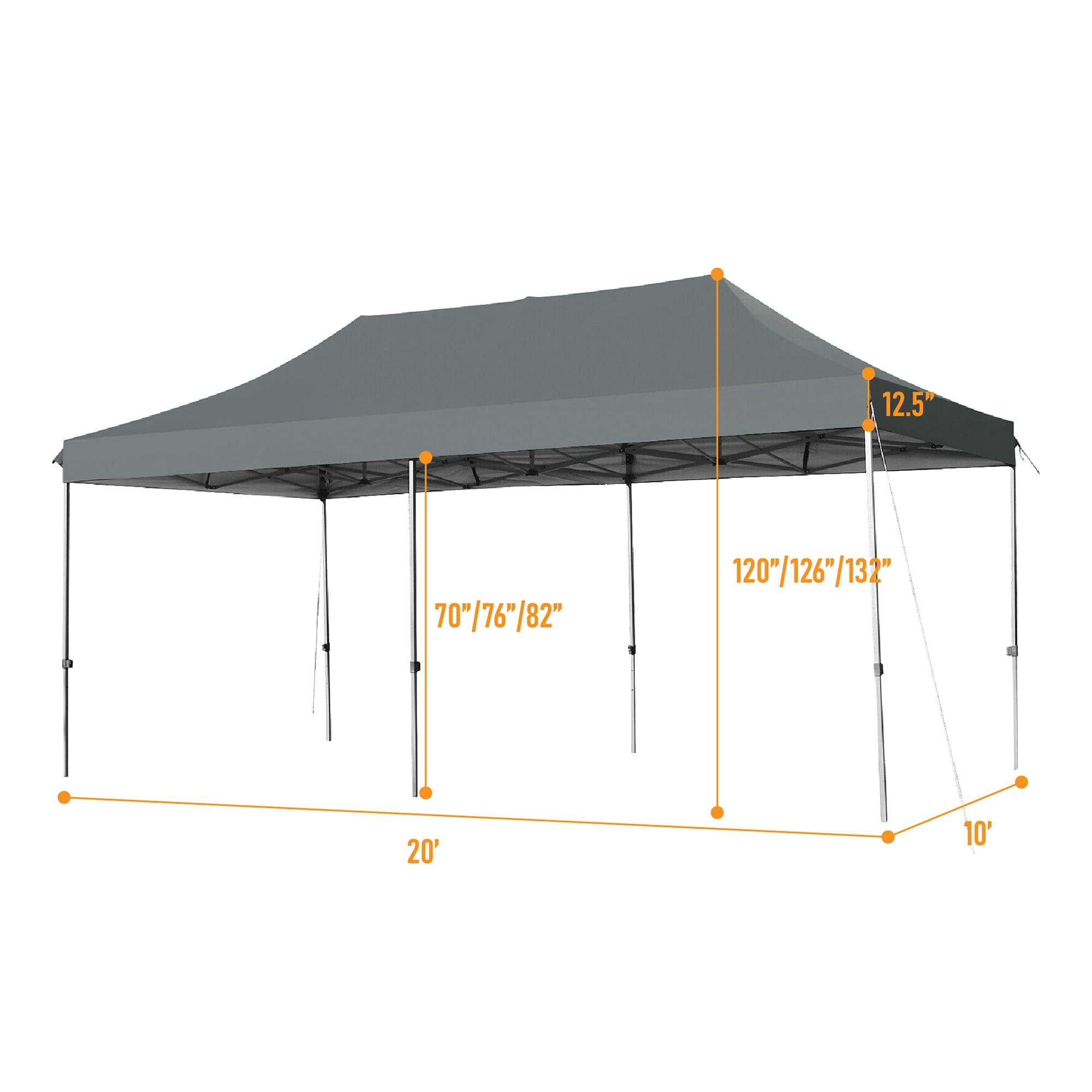 WELLFOR 10-ft x 20-ft Rectangle Gray Standard Canopy in the Canopies ...