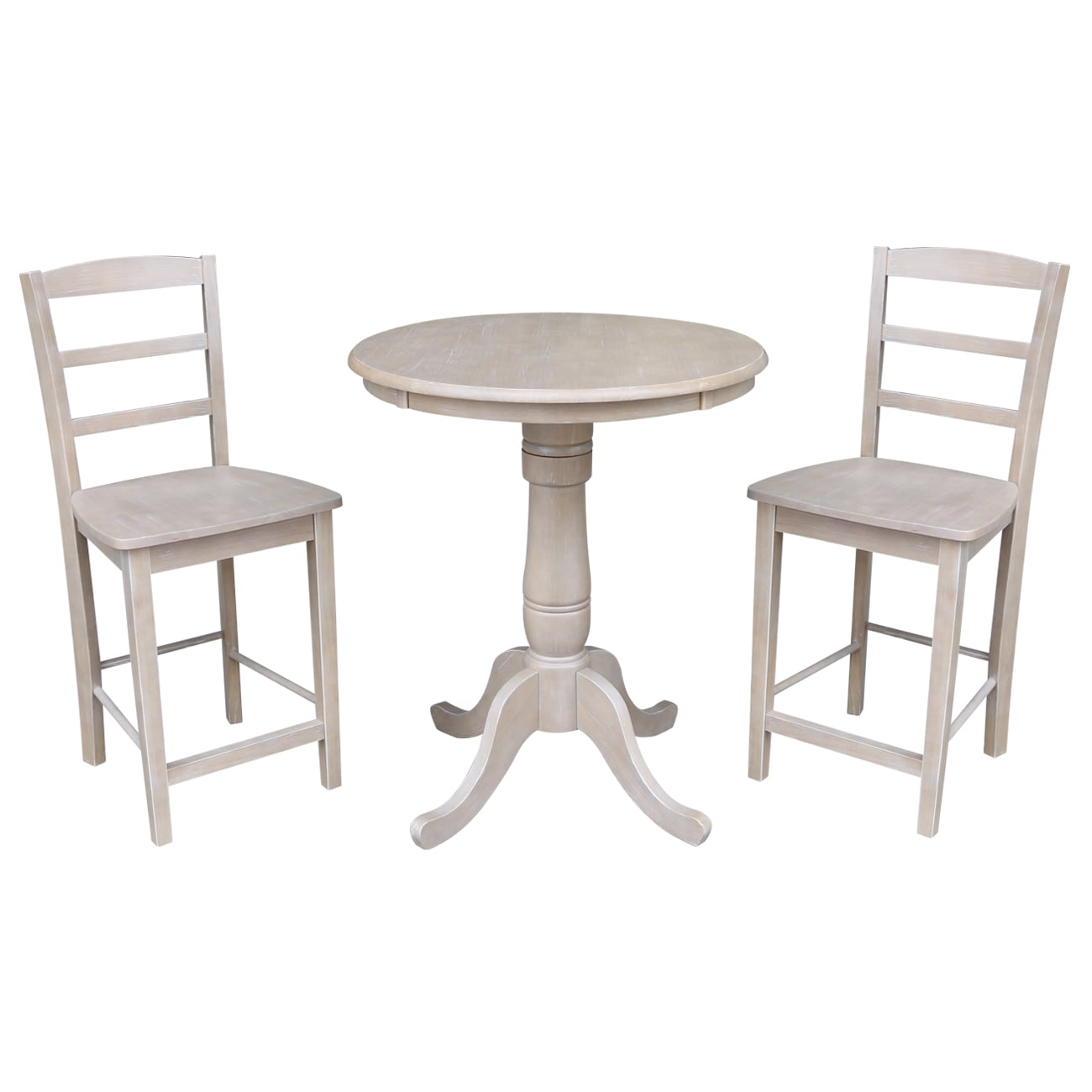 International Concepts K09-30RT-6B-S402-2 Washed gray taupe Casual Dining Room Set with Round Table ( Seats 2 )