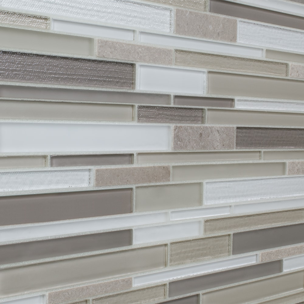 allen + roth SY323TAUP1214 Desert Bluff 12-in x 12-in Linen-look Glass/Stone Mosaic Wall Tile (1.04-sq. ft/ Piece)