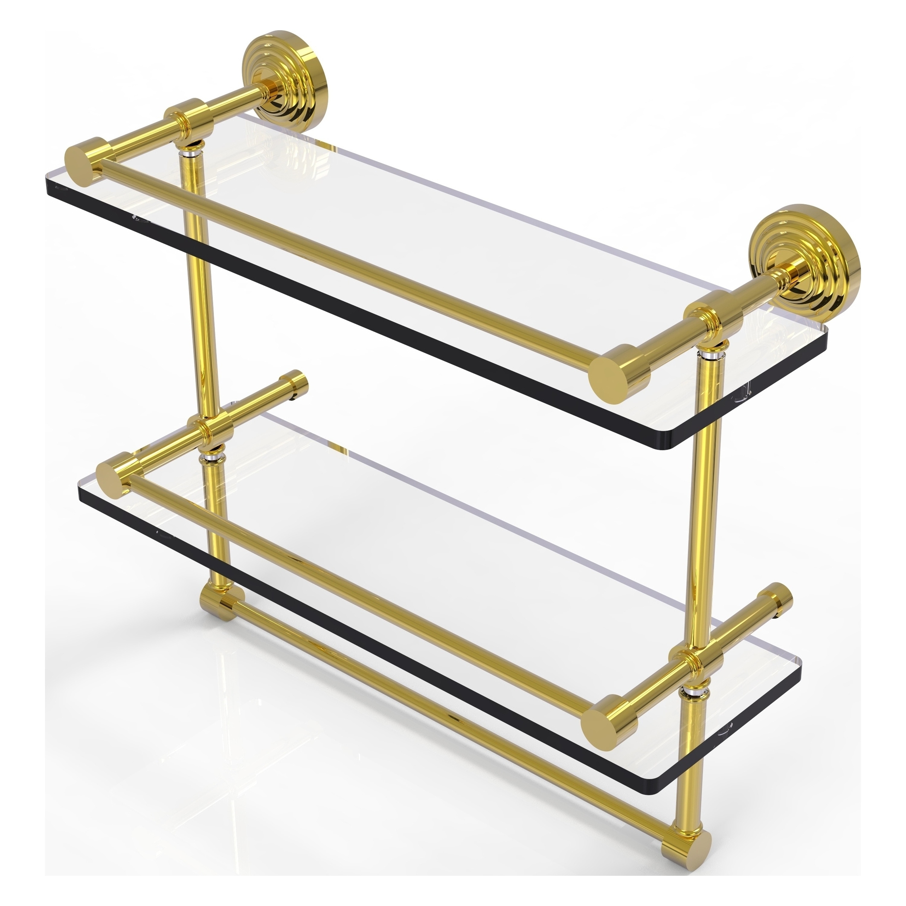 Allied Brass WP-2TB/16-GAL-PB Waverly Place Polished Brass 2 -Tier Wall mount Bathroom Shelf ( 16-in x 12-in x 5-in )