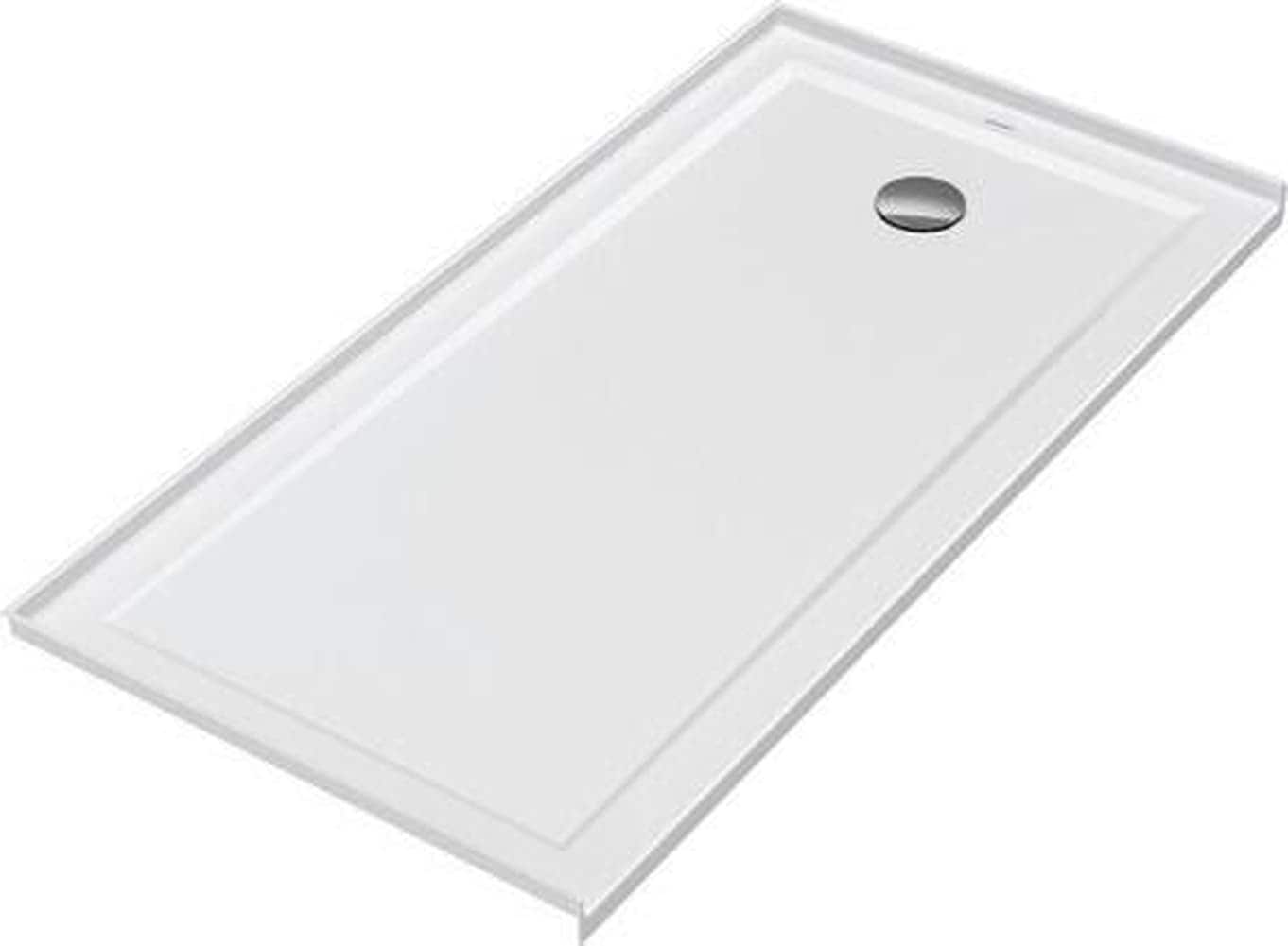 Duravit 720247000000090 Architec 60 in. L x 30 in. W Alcove Shower Pan Base with Right Drain in White