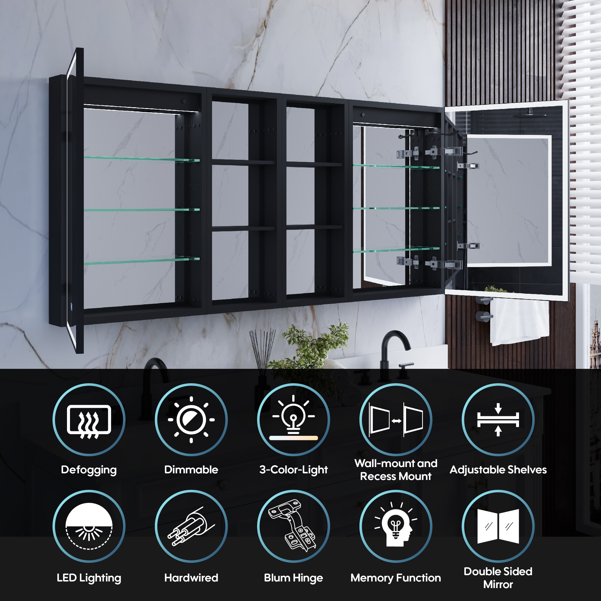 WELLFOR W12MCL2030LR-2MC Bathroom-Medicine-Cabinets - View #2