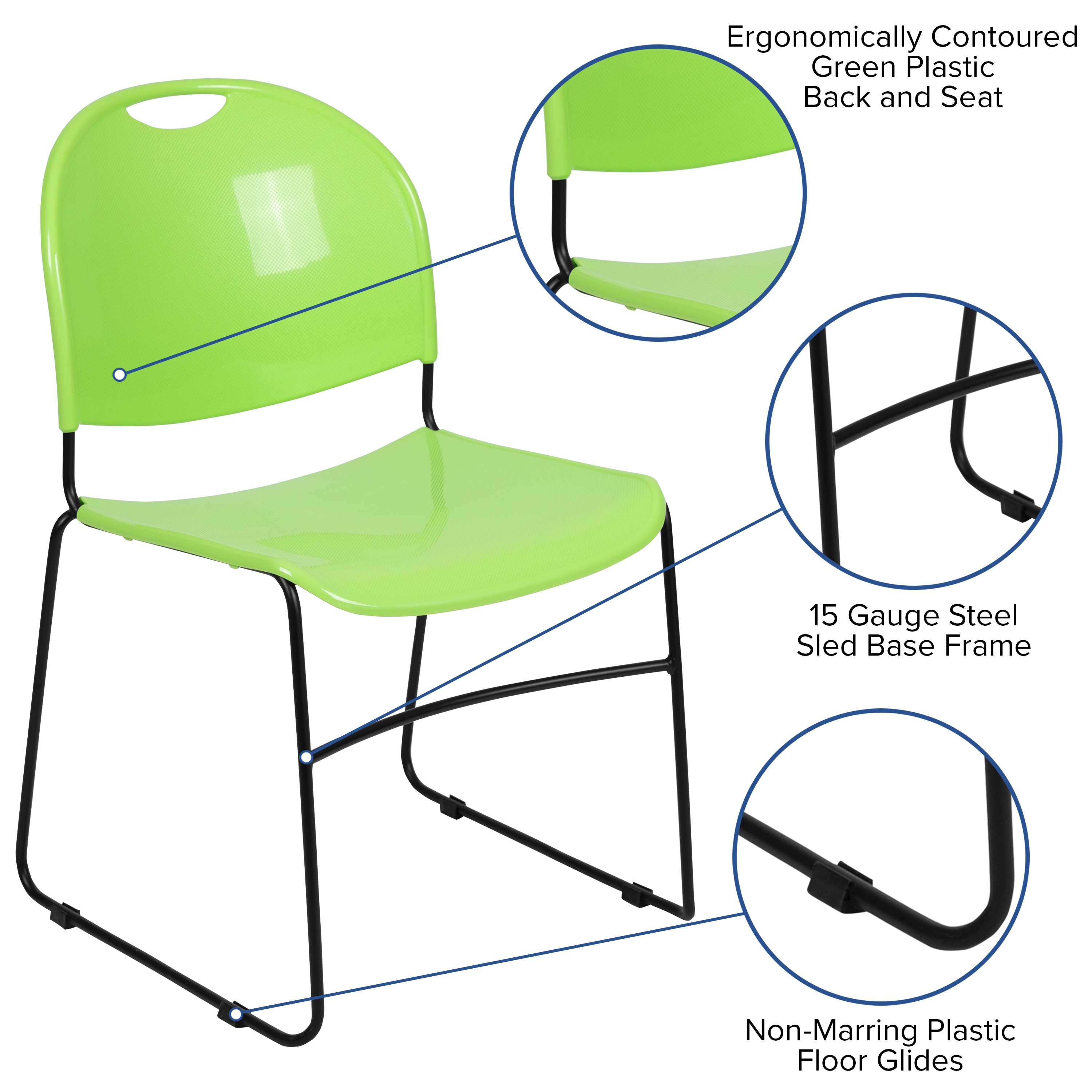 Flash Furniture 889142521303 5 Hercules Modern Green Plastic/Black Frame Plastic Accent Chair