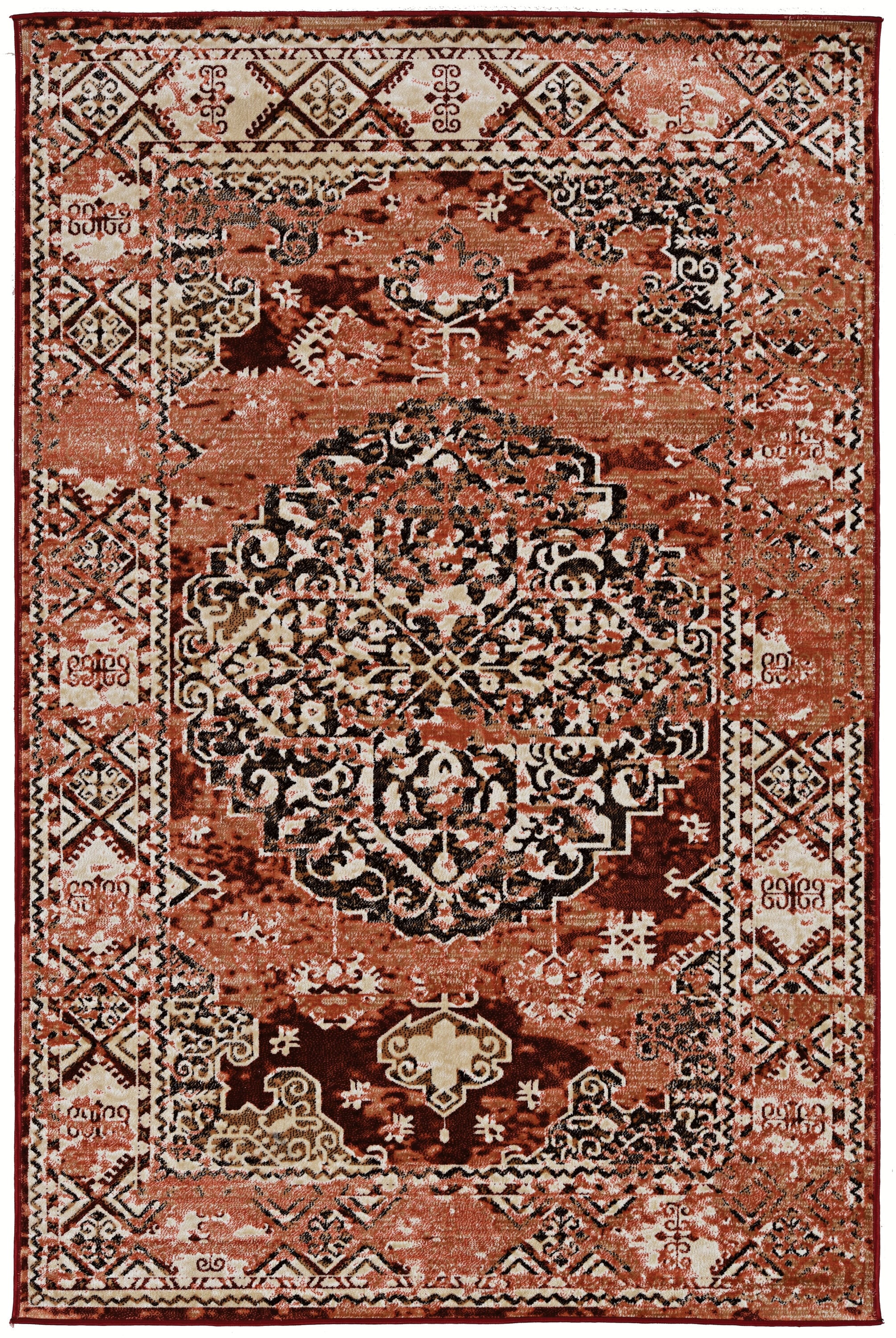 Linon RUGVT5081 Vintage 8 X 10 (ft) Red Indoor Distressed/Overdyed Area Rug