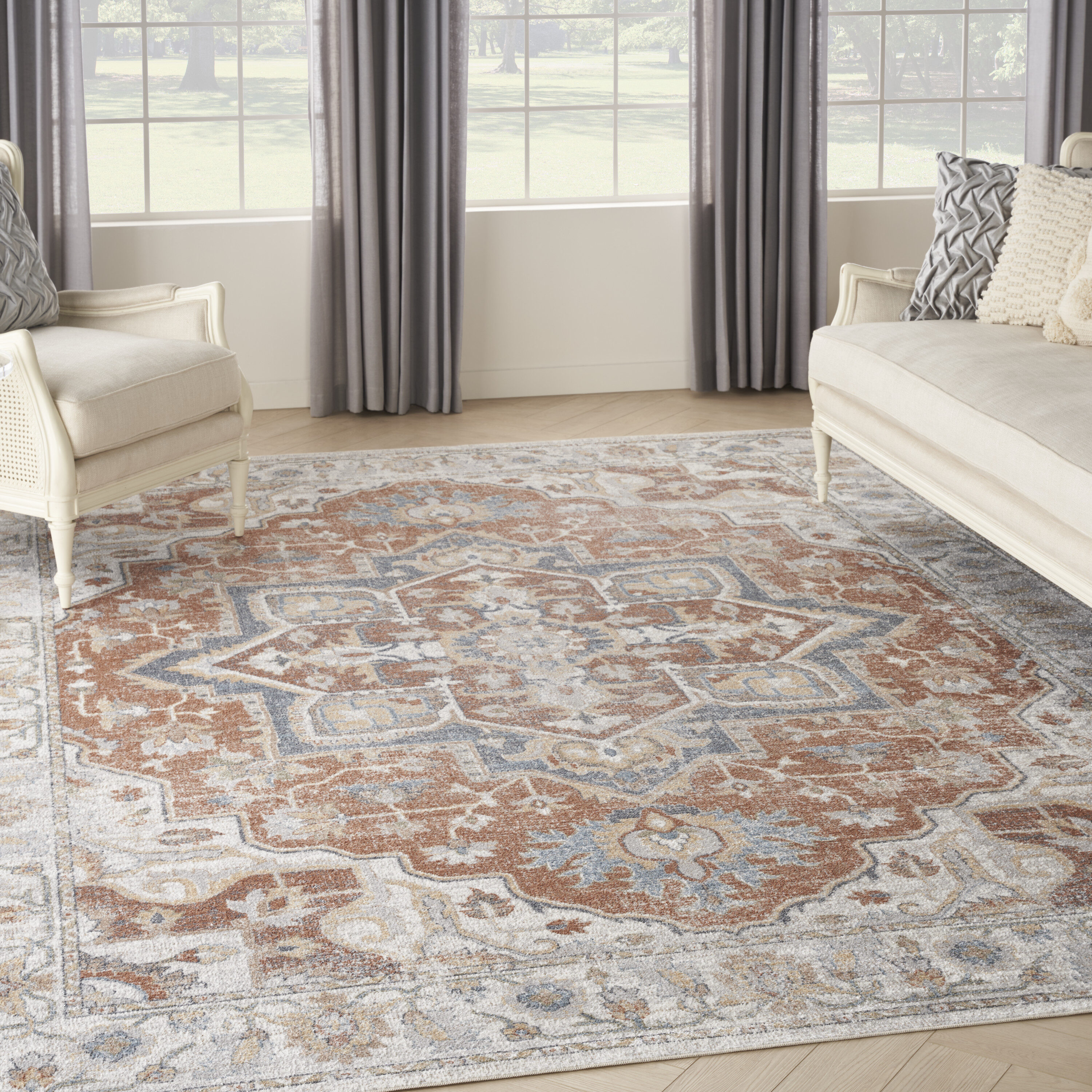 Nourison 099446127389 Astra Machine Washable 8 X 10 (ft) Goldcolor Indoor Distressed/Overdyed Vintage Machine Washable Area Rug