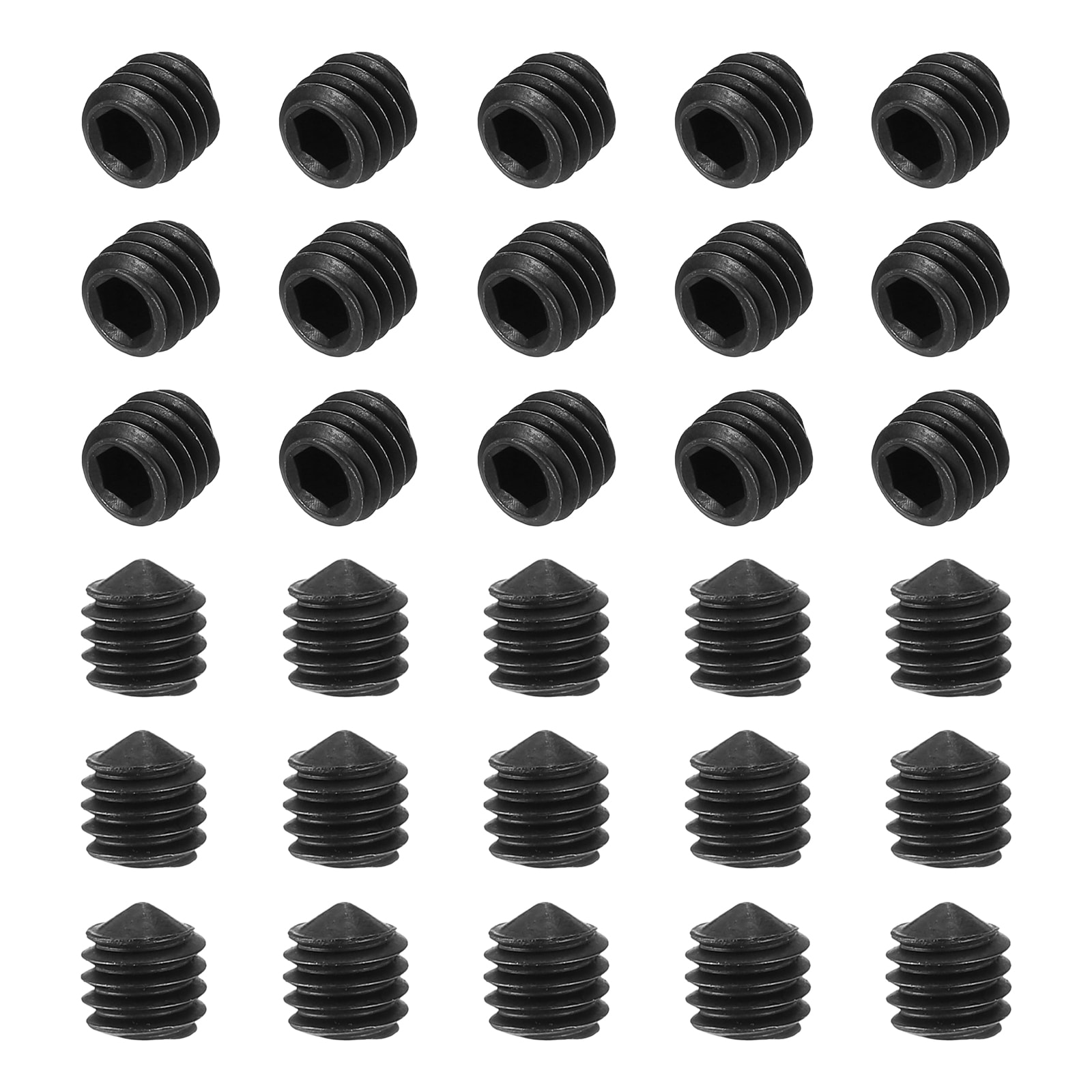 Unique Bargains 60pcs M4x4mm Cone Point Set Screws Carbon Steel Hex Socket Grub Screws for Bathroom Fixtures Repair Furniture DIY Project