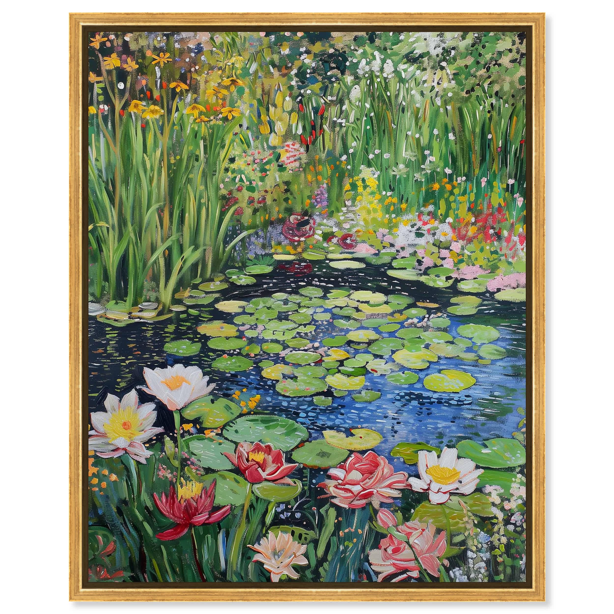 Art Remedy 0057450000BQS94 Impressionist Pond Modern/Contemporary Print by  Gold Frame 24 x 30