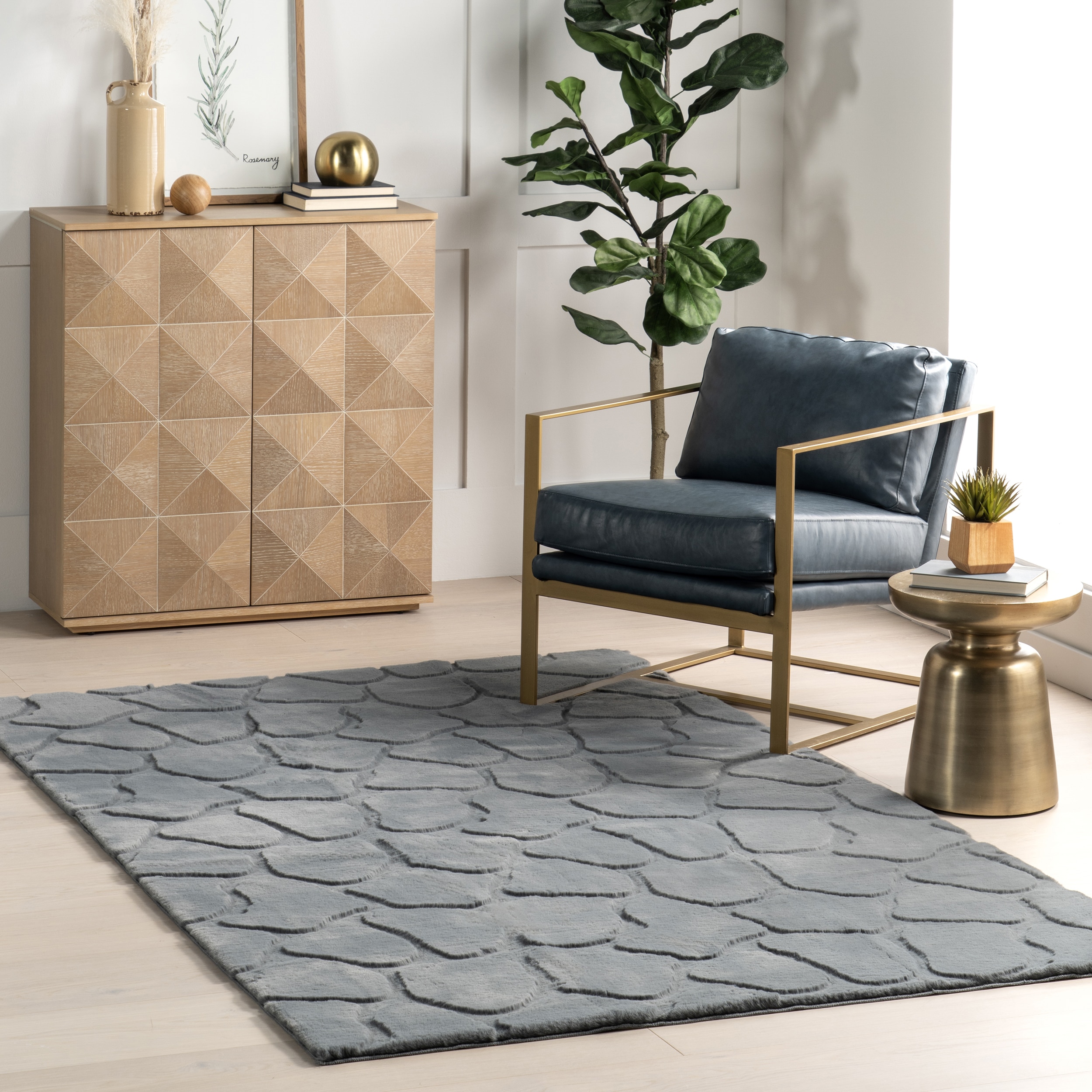 nuLOOM 200HJWR10A-2608 Jireh SuperiorWash Plush Geometirc Machine Washable Ara Rug 2ft. 6in. x 8ft. Grey Blue Area Rug