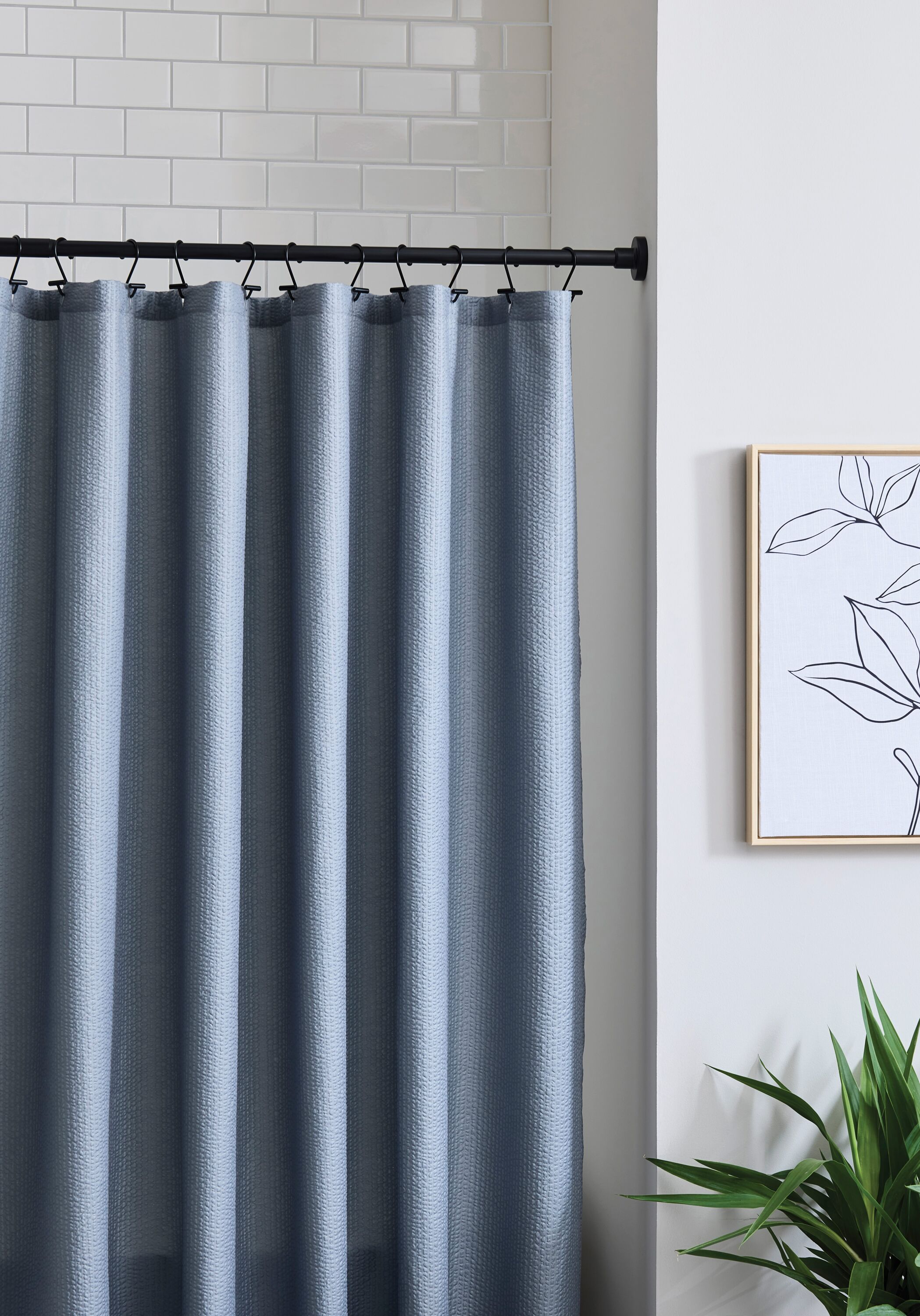 Origin 21 42-in to 72-in Matte Black Tension Single Straight Adjustable Shower Curtain Rod