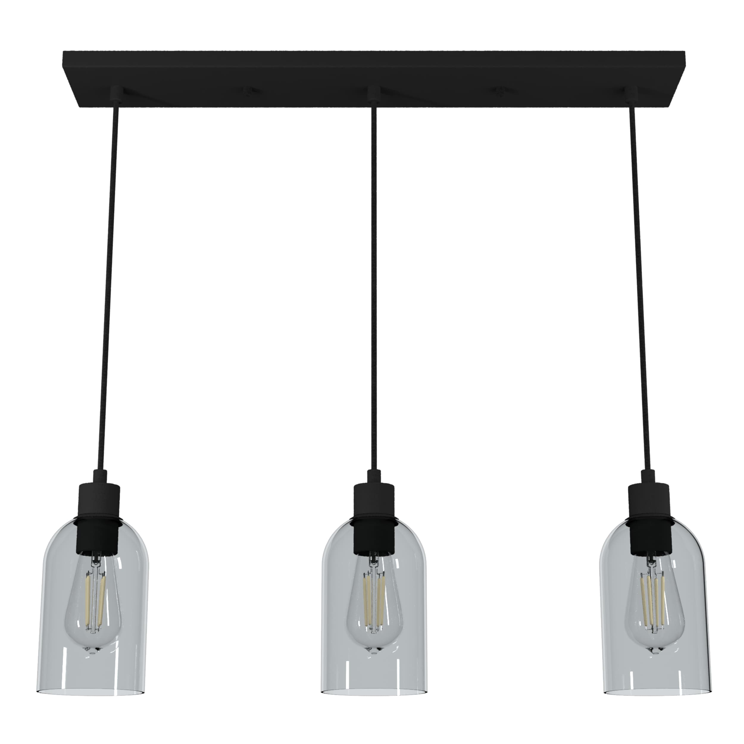 Hunter 19717 Lochemeade 3 -Light Natural Iron Modern/contemporary Tinted glass Linear Large Hanging Kitchen island light