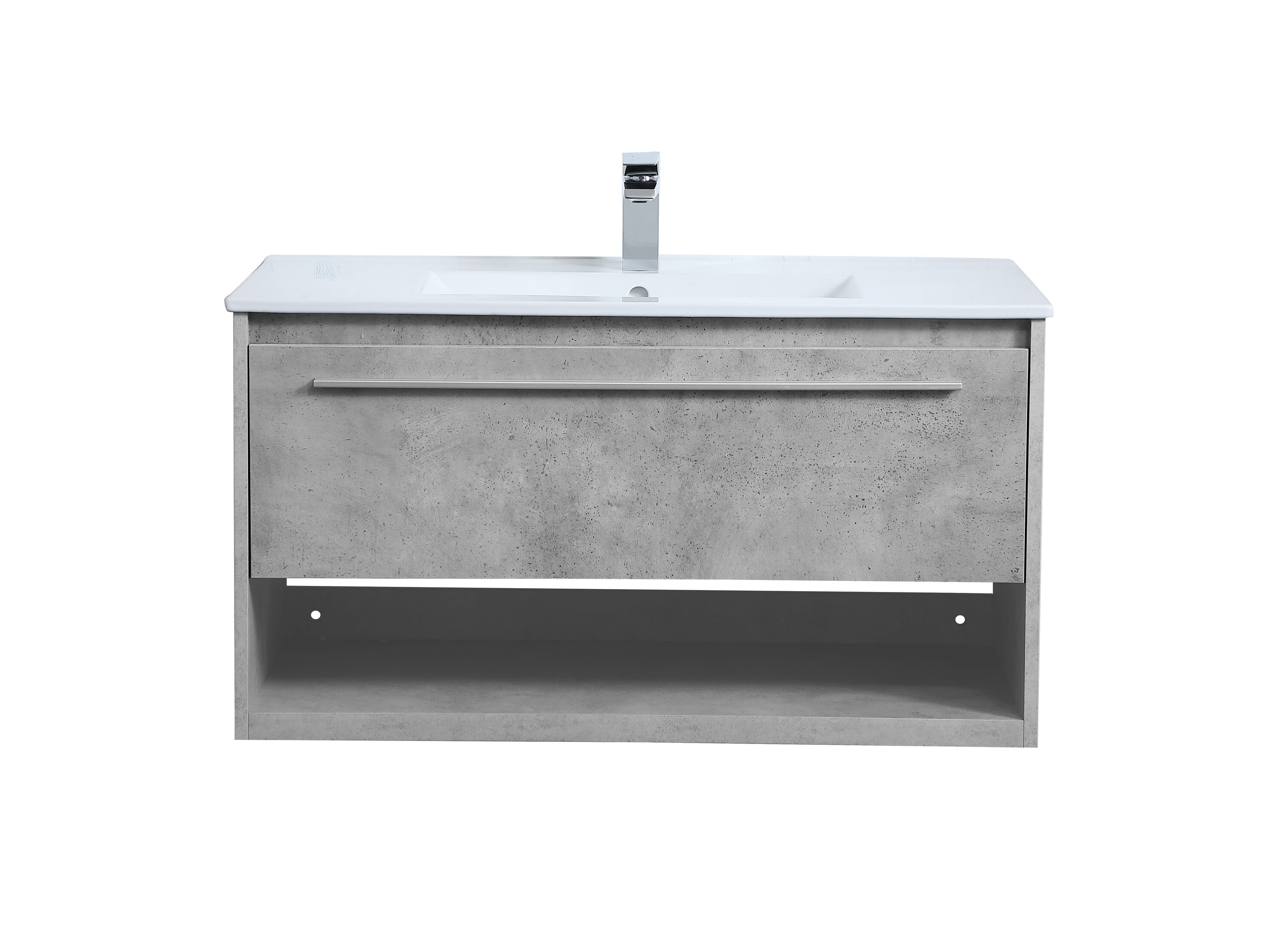 Elegant Decor Home Furnishing 36-in Concrete Grey Single Sink Bathroom ...