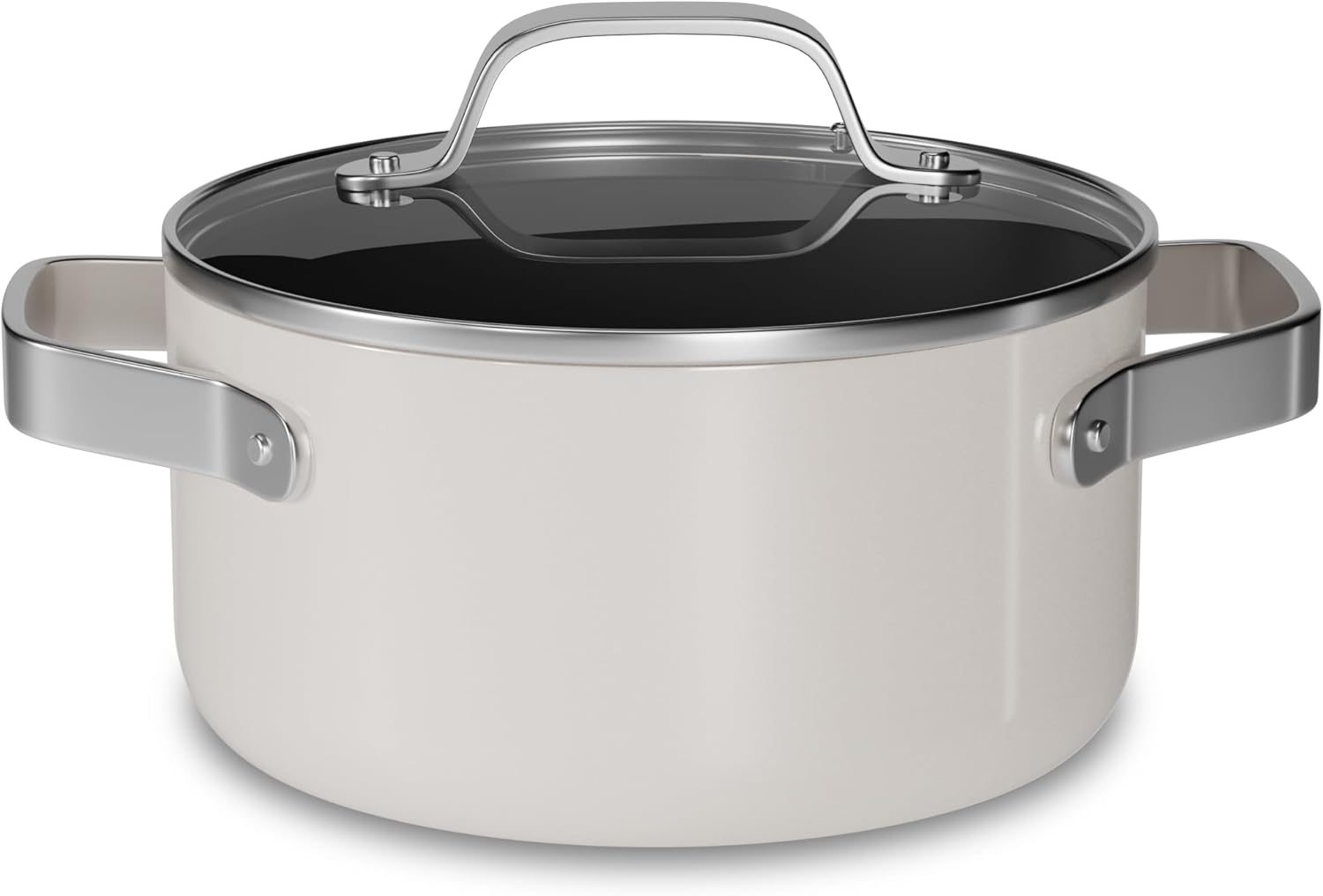 Bakken Swiss Bakken 3 Quart Ceramic Coated Stock Pot with Lid Nonstick Easy Clean Tempered Glass Lid Riveted Stainless Steel Handles Oven Safe Up to 500F PTFE PFAS Free Compatible with Gas Electric Induction and Ceramic Stovetops